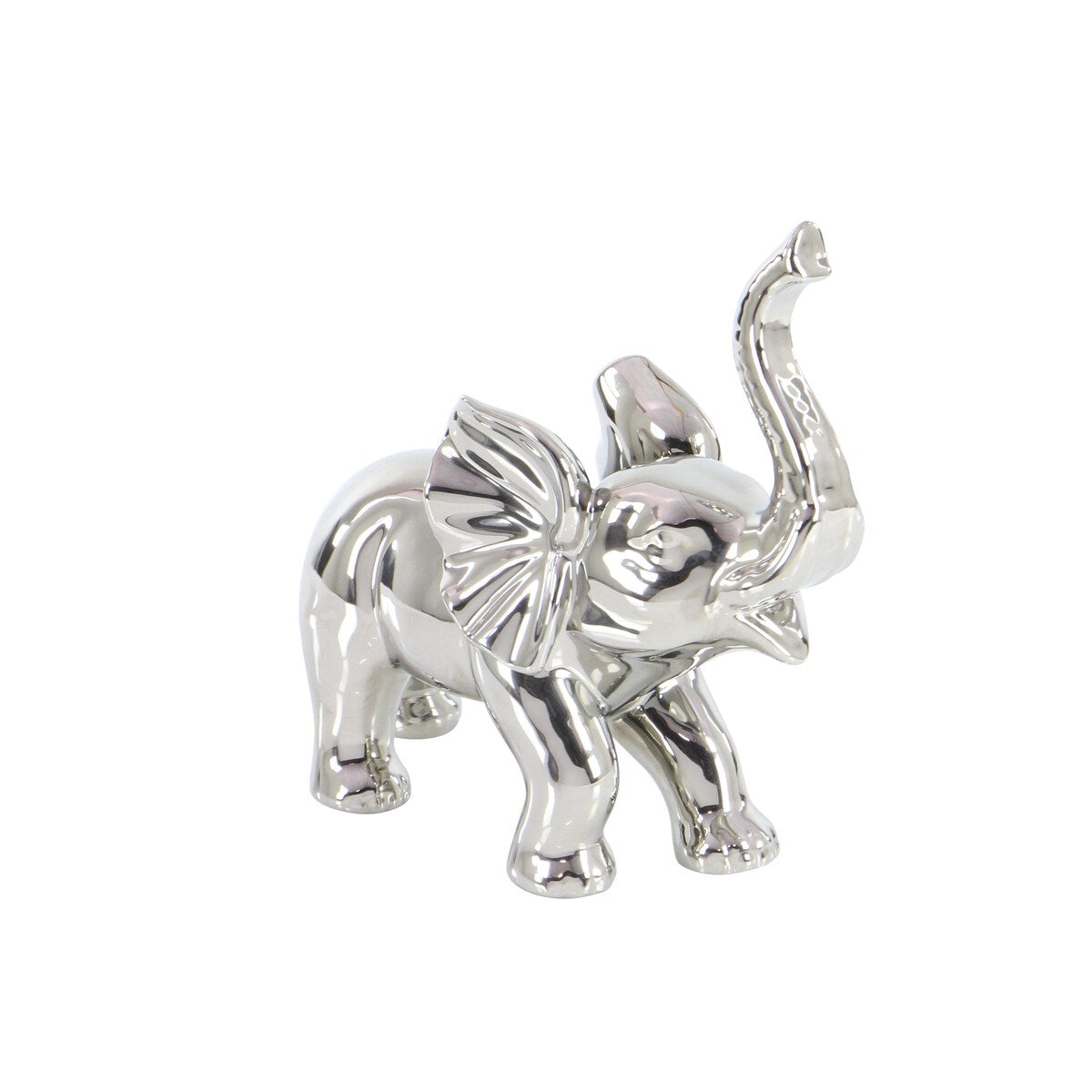 Porcelain Ceramic Elephant Decorative Sculpture - Silver - Roche River Decor