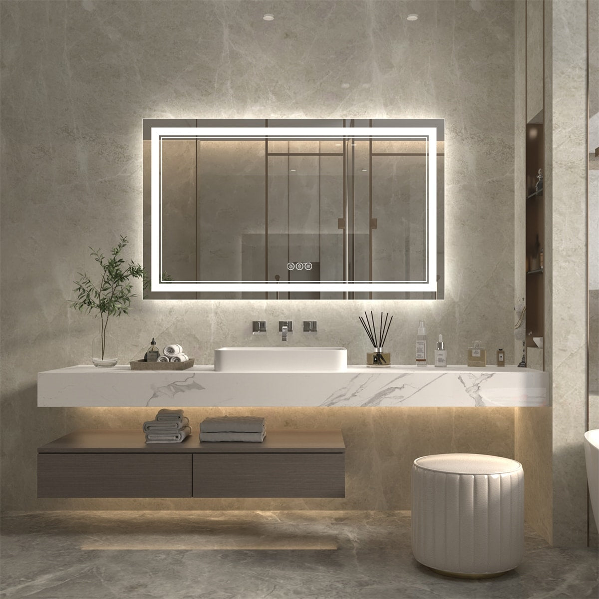 ExBrite Anti-Fog LED Bathroom Mirror with Endless Dimming