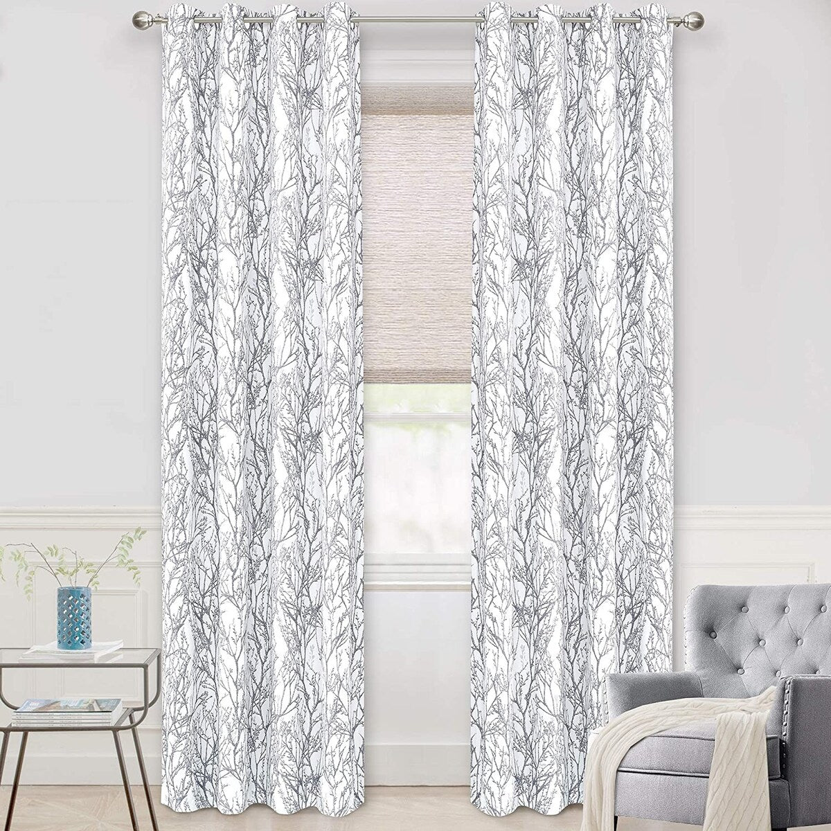 Tree Branch Grommet Window Curtain Panel