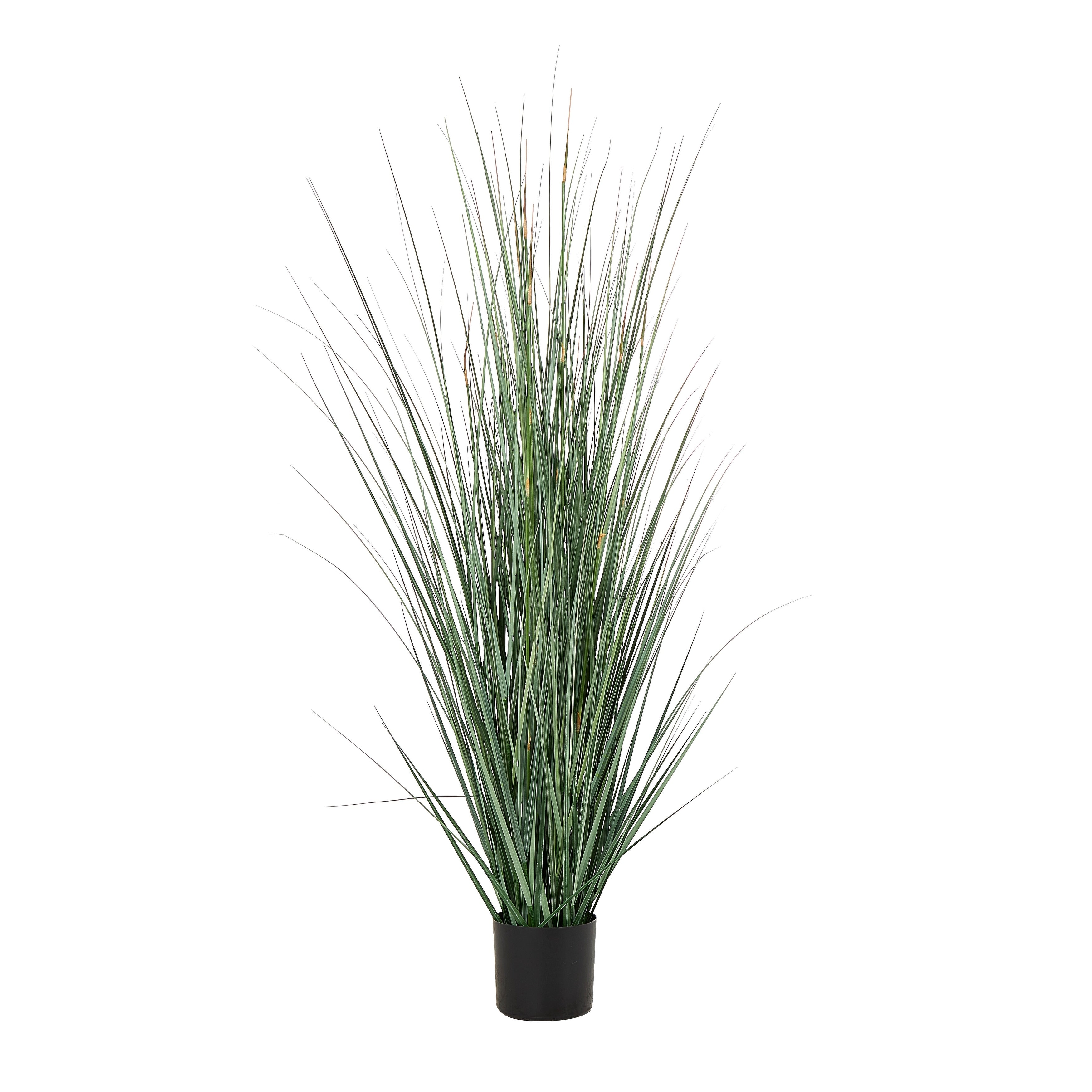 Green Faux Foliage Tall Onion Grass Artificial Plant with Black Plastic Pot