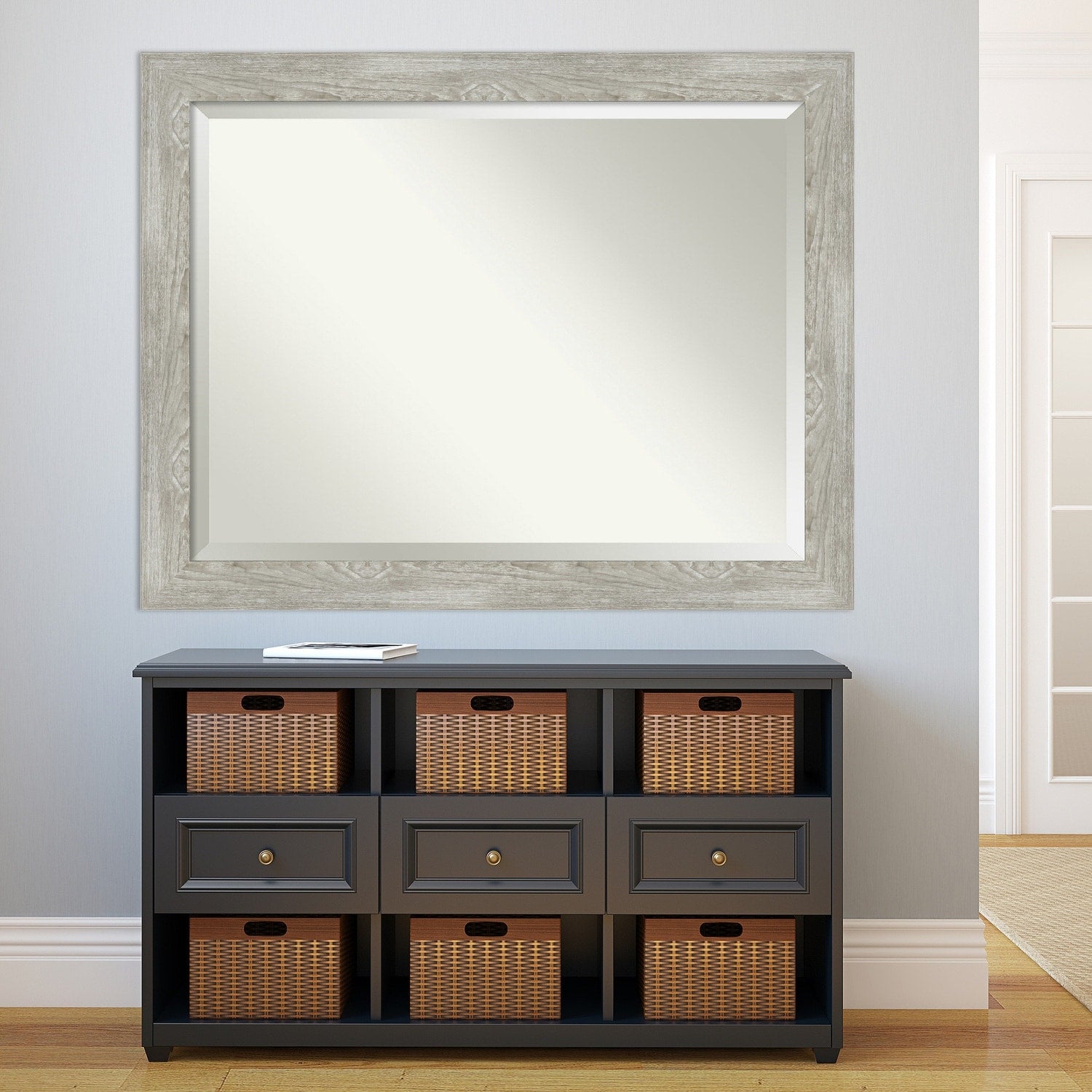 Beveled Bathroom Wall Mirror - Dove Greywash Frame