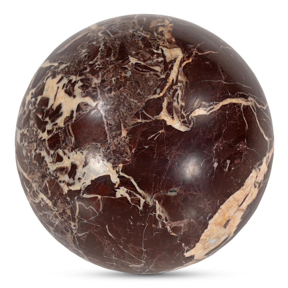 NADAAL STUDIOS Landry, Round Tabletop Accent, Red Levanto Marble