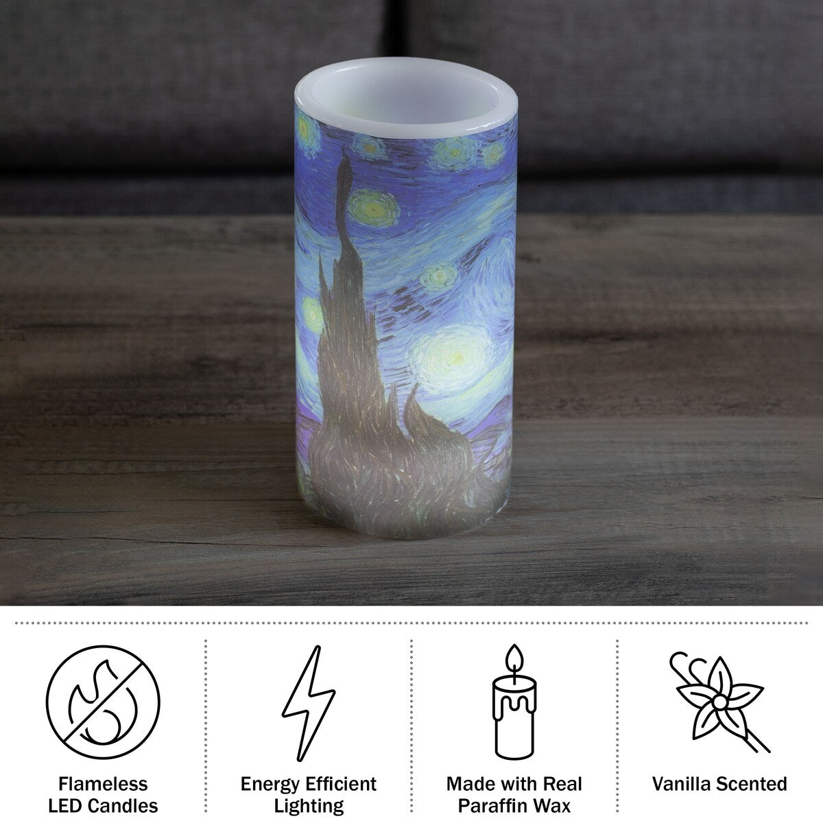 Lavish Home 3-Pack Van Gogh Collection LED Candles - 3-pieces