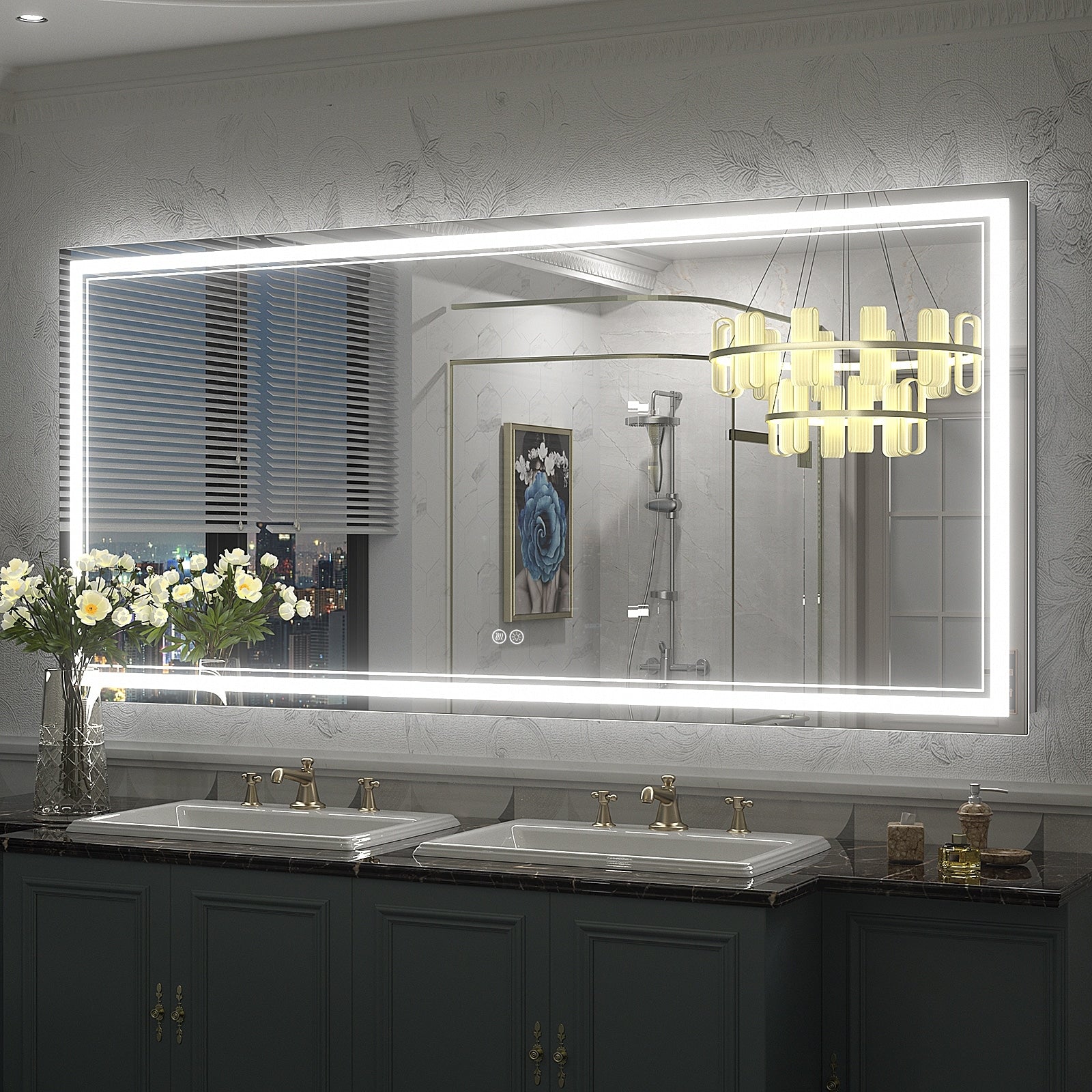 Apmir Frameless LED Anti-fog Bathroom Vanity Mirror in Tempered Glass