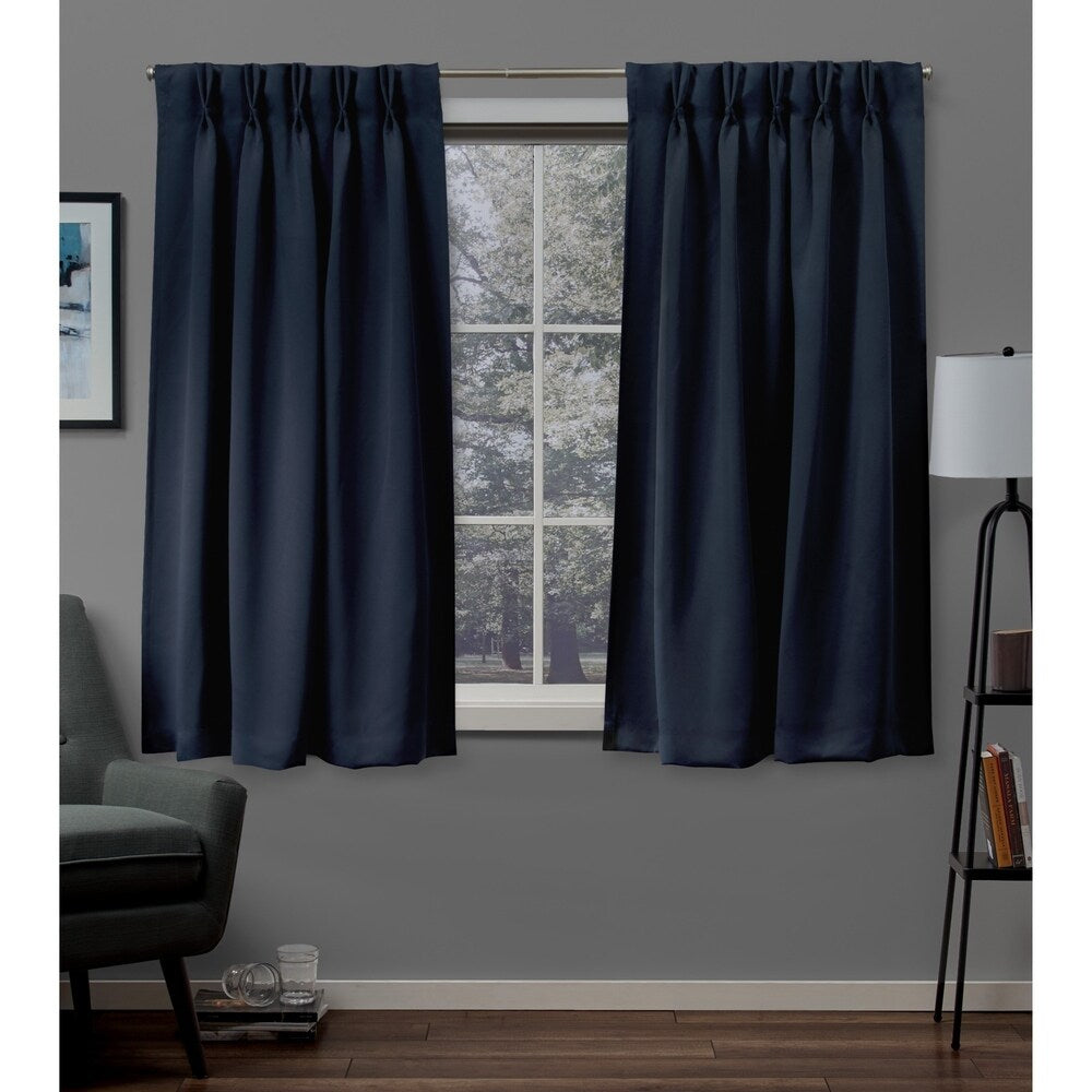 ATI Home Sateen Twill Woven Room Darkening Blackout Pinch Pleat/Hidden Tab Top Curtain Panel Pair