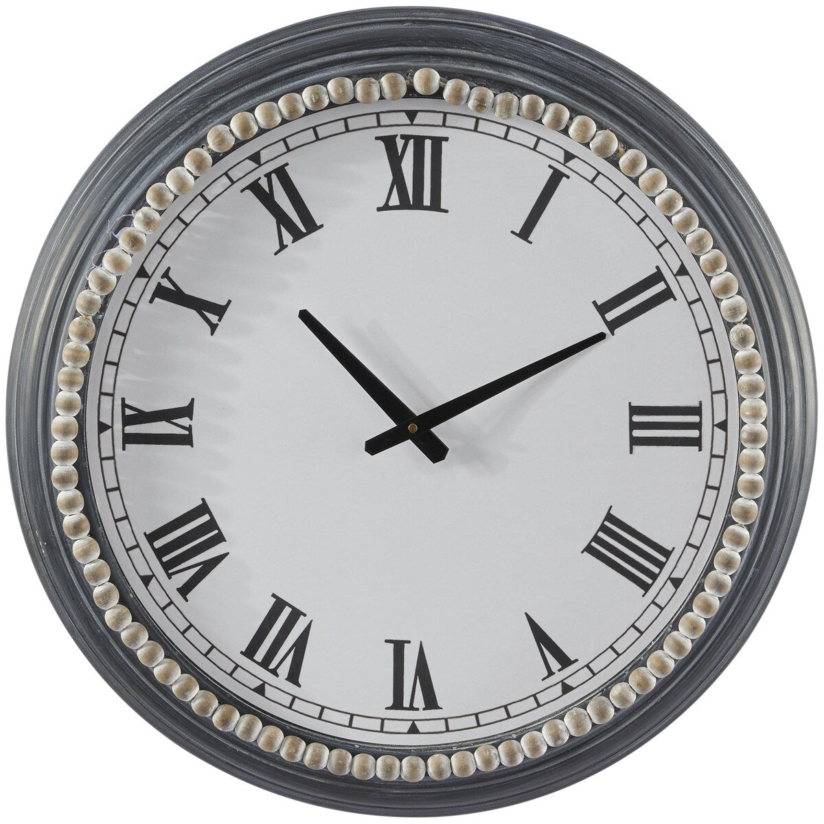 Metal Decorative Wall Clock with Beaded Accents - White - Roche River Decor