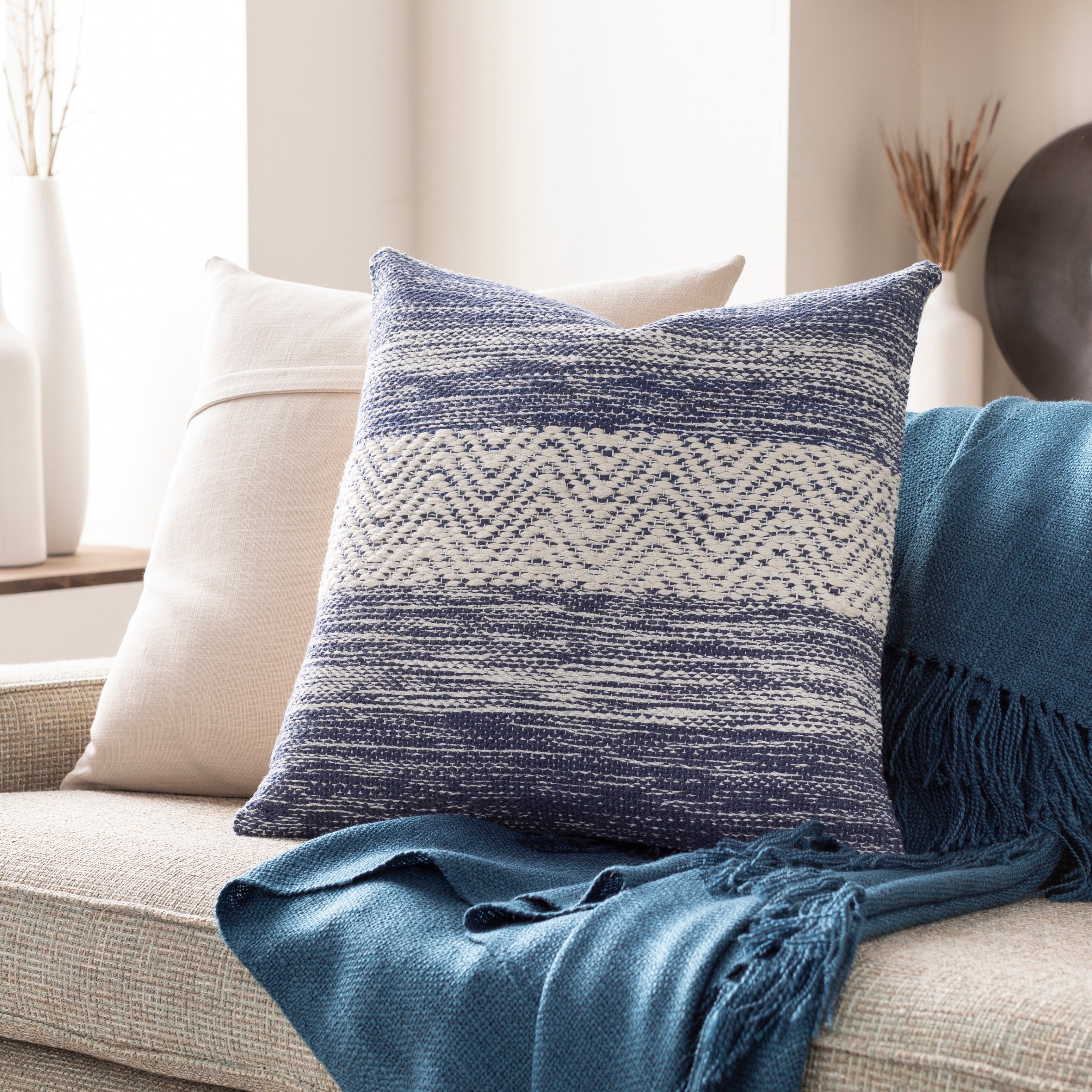 Livabliss Aldys Hand Woven Cozy Heathered Throw Pillow