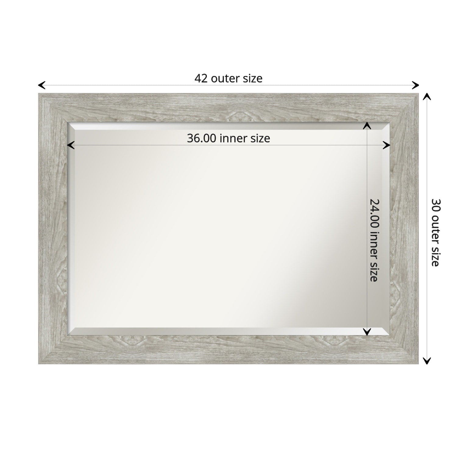 Beveled Bathroom Wall Mirror - Dove Greywash Frame