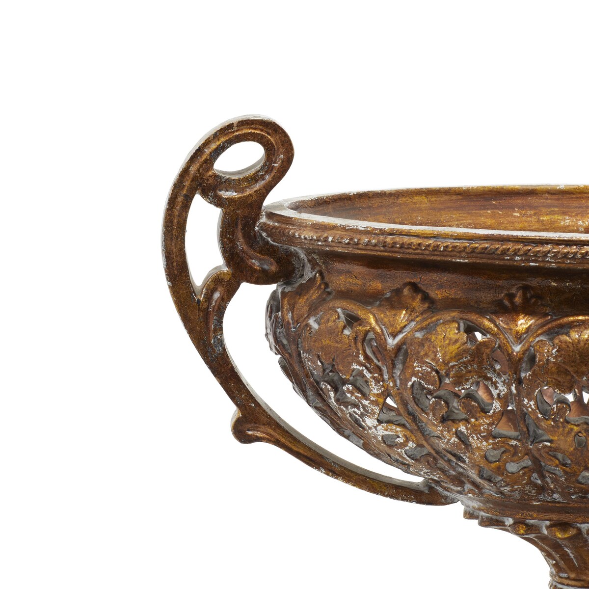 Polystone Ornate Decorative Decorative Bowl with Handles - Gold - Roche River Decor