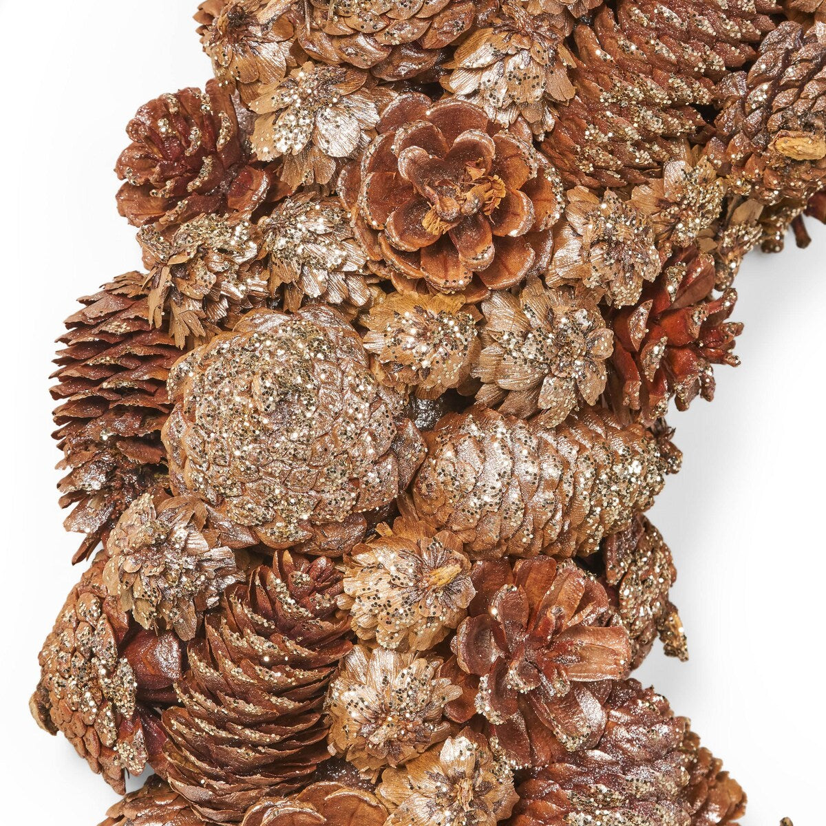 Modern 18.5 Pine Cone Christmas Wreath - Champagne