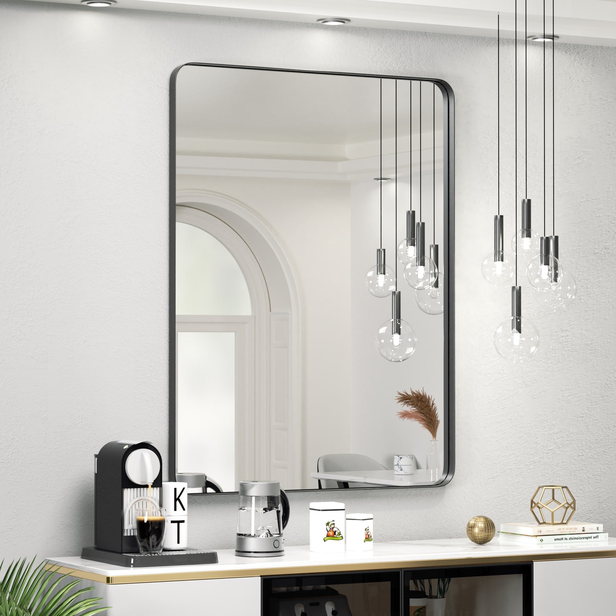 Wall Mirror Vanity Mirror Bathroom Mirror with Round Corner (1 Piece)