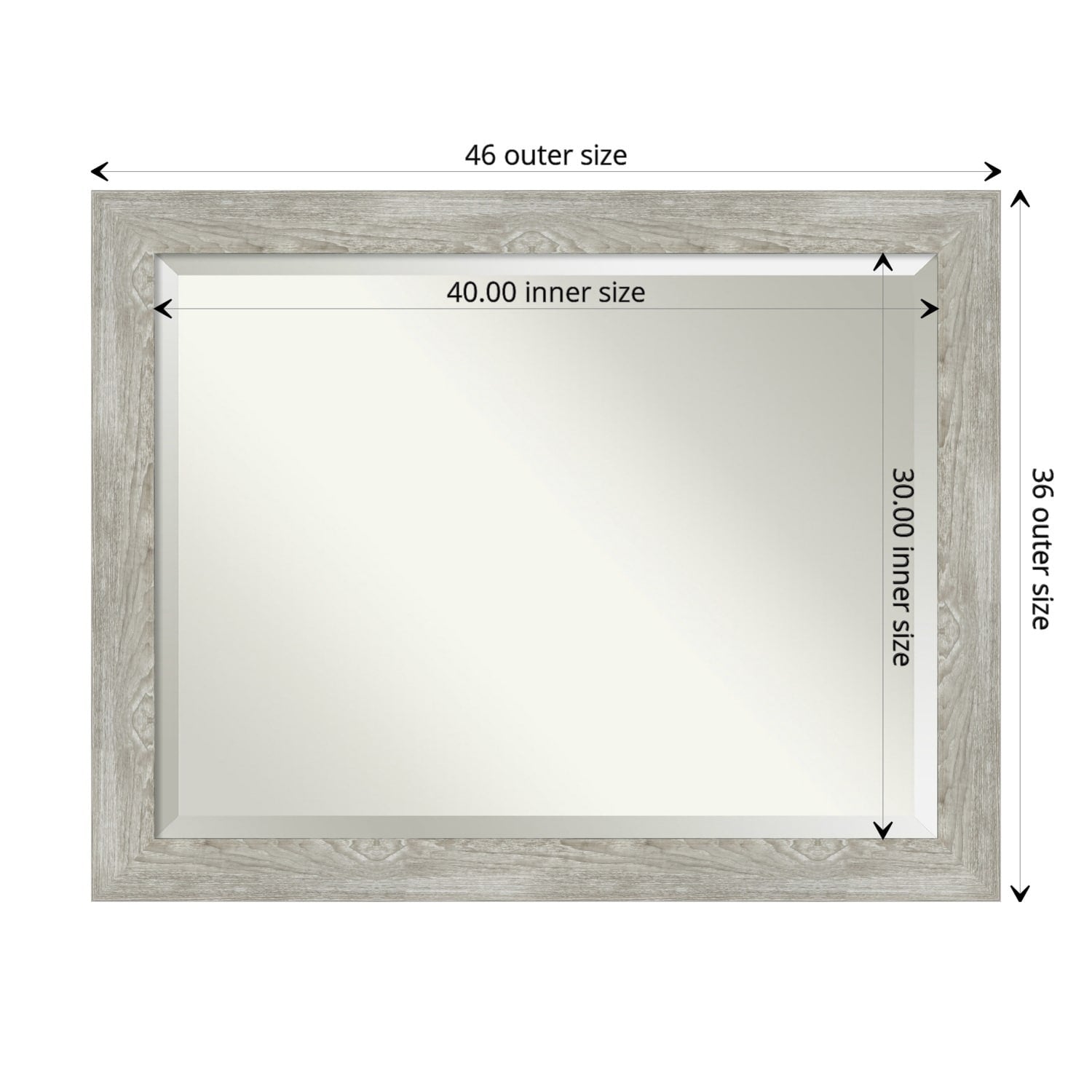 Beveled Bathroom Wall Mirror - Dove Greywash Frame