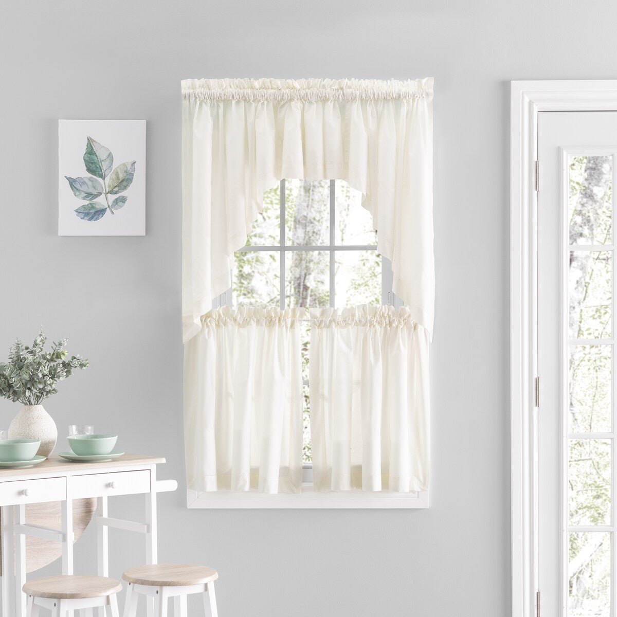 Simplicity Hemstitch 100% Cotton Rod Pocket Kitchen Curtains - Tier, Swag or Valance (Sold Separately)