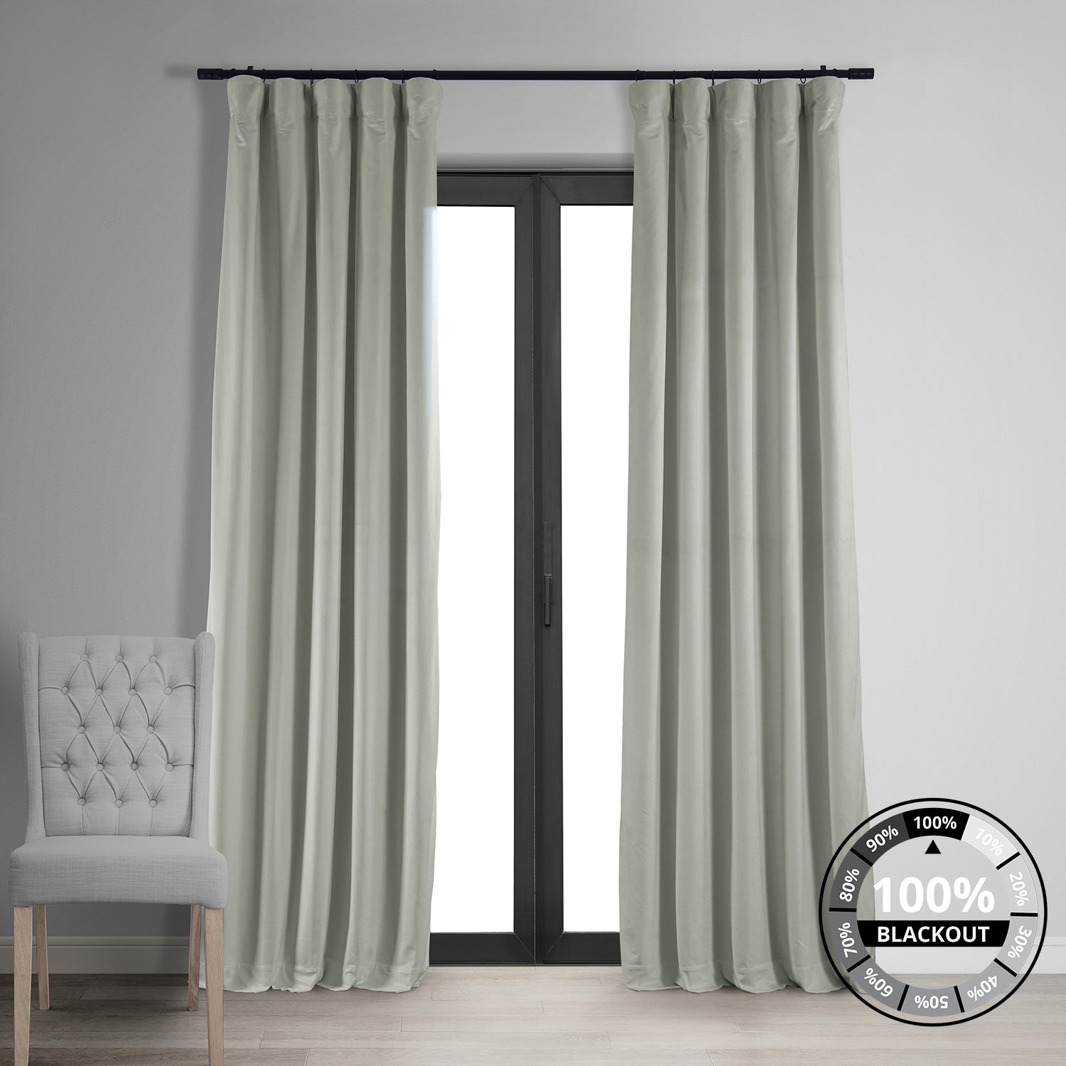 Exclusive Fabrics Signature Velvet Blackout Curtains (1 Panel) - Luxurious Single Drapery for Enhanced Light Blockage