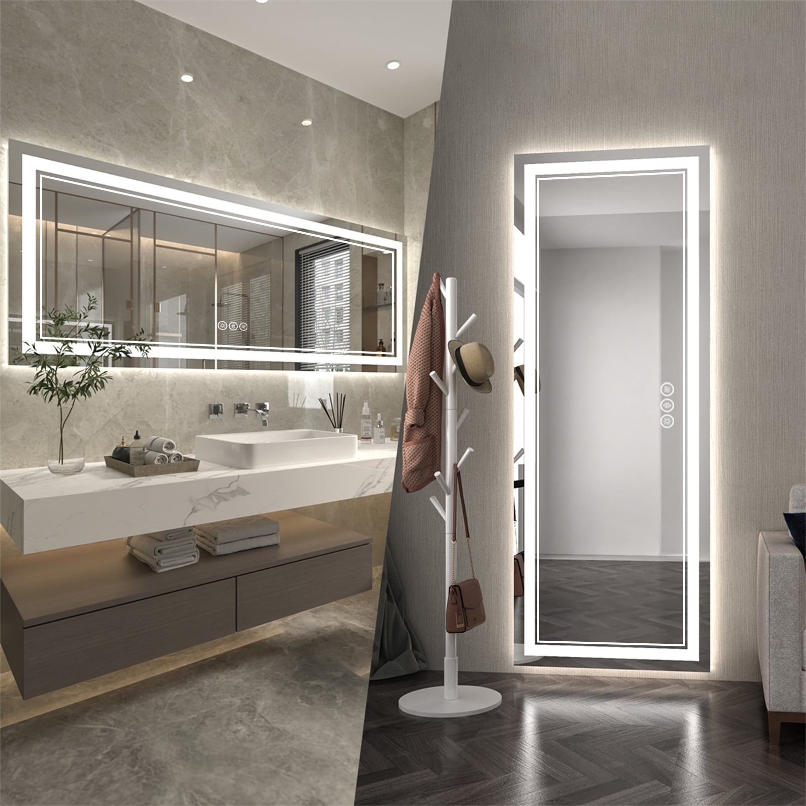 ExBrite Anti-Fog LED Bathroom Mirror with Endless Dimming