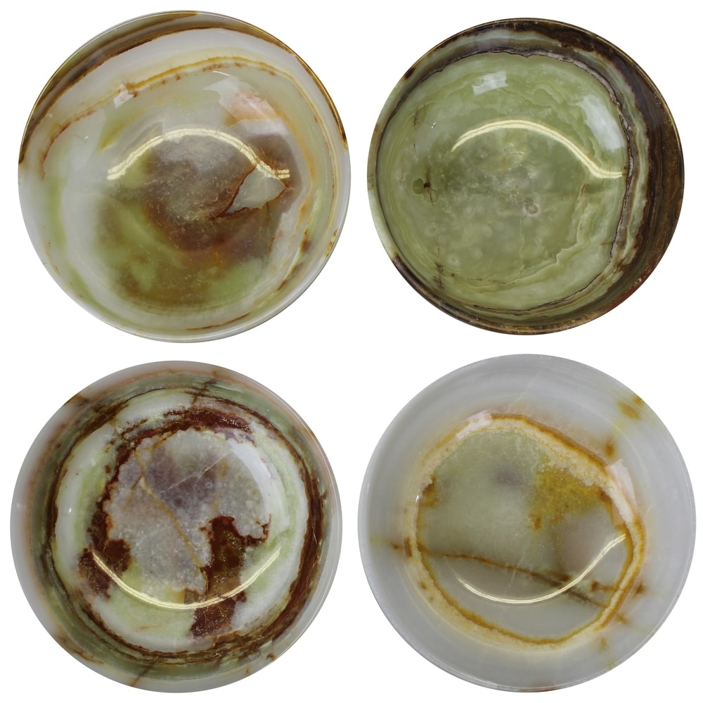 Natural Geo Decorative Handcrafted 6 Onyx Bowl (Set of 4)