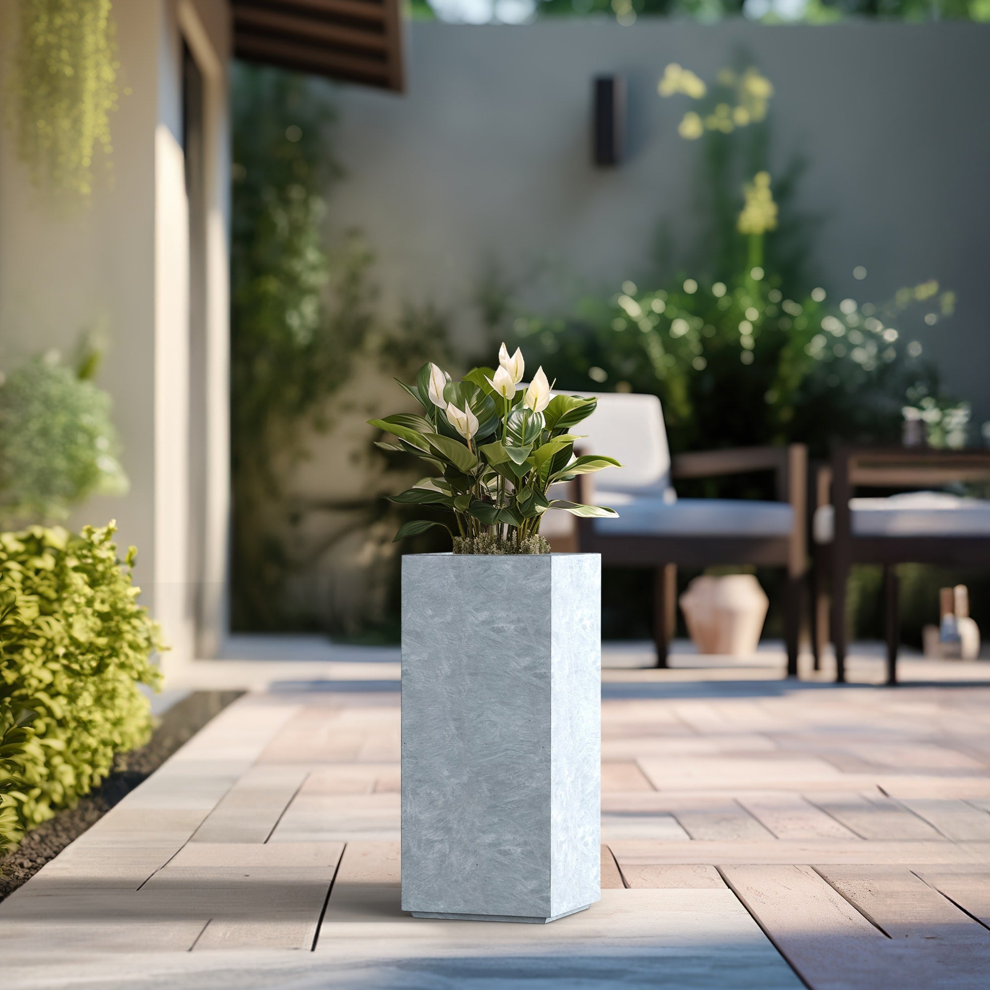 Tall Concrete Rectangle Plant Boxes / Large Indoor and Outdoor Flower Planters