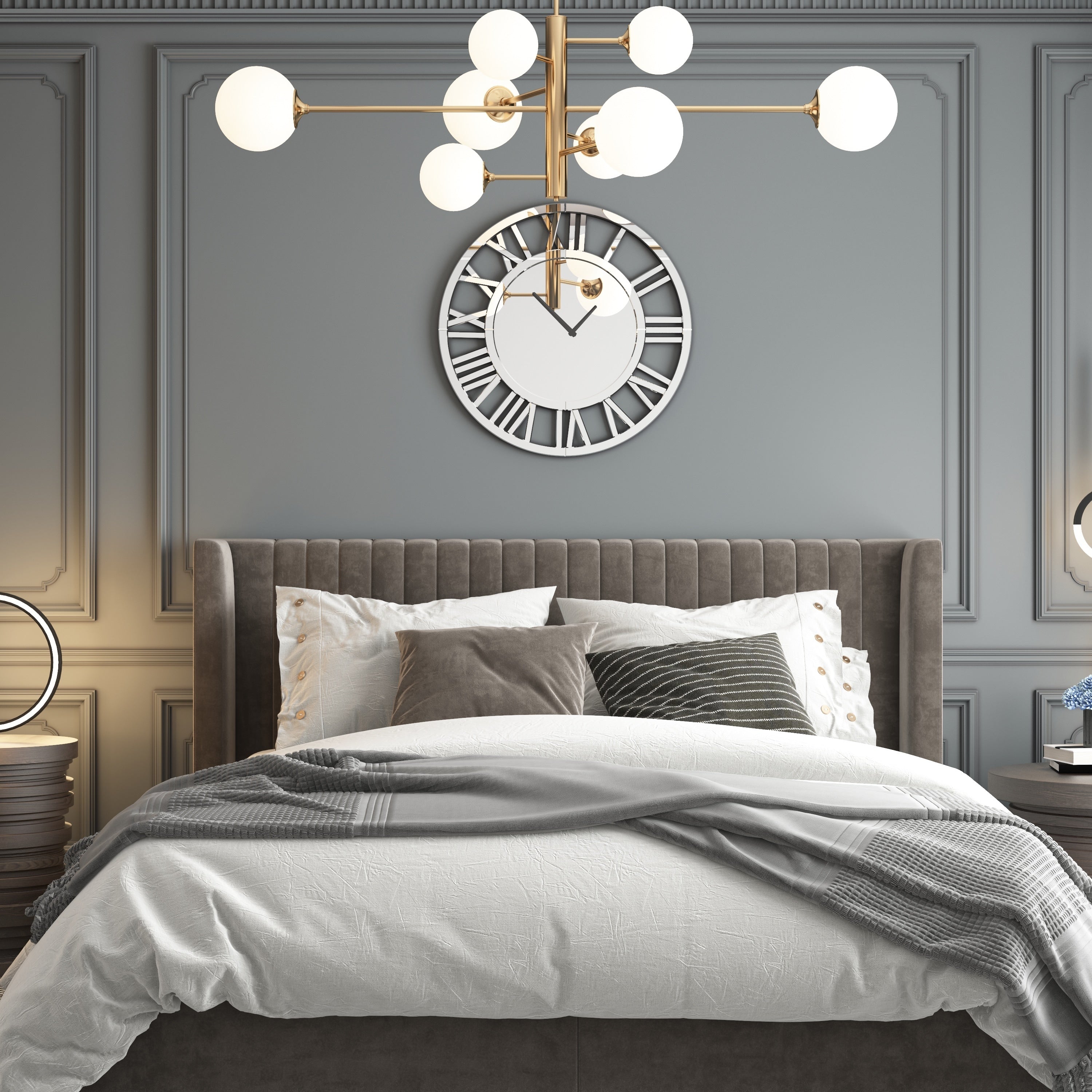 Round Wall Clock- Modern Clocks Mirrored Wall Decor