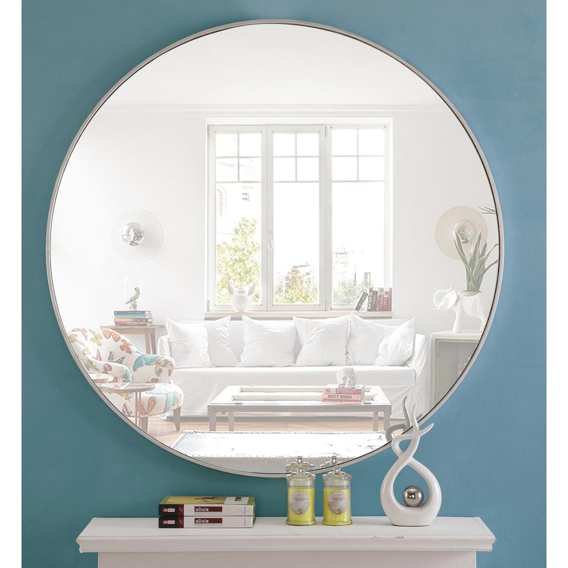 Carson Carrington Labbemala Metal Frame Round Mirror