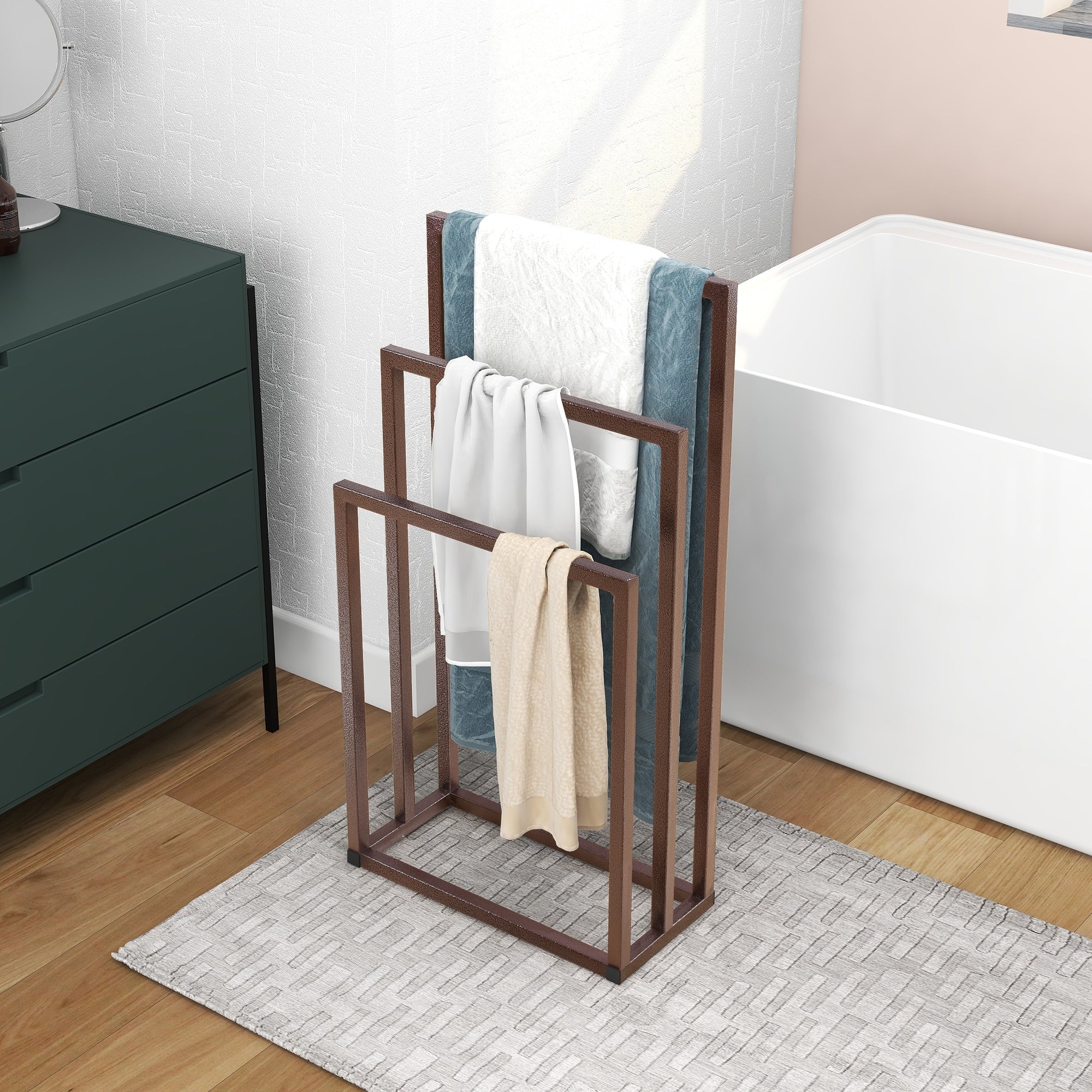 3 Tiers Metal Freestanding Towel Rack Hand Towel Holder Organizer for Bathroom Accessories