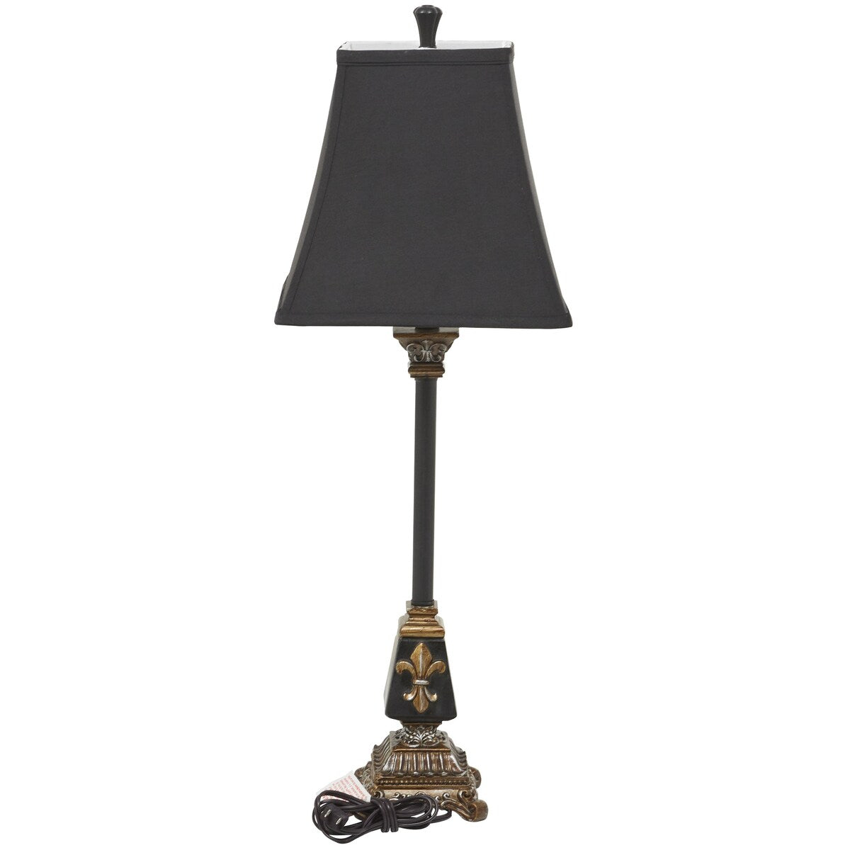 Polystone Fleur De Lis Antique Style Room Buffet Lamp - Black - Roche River Decor