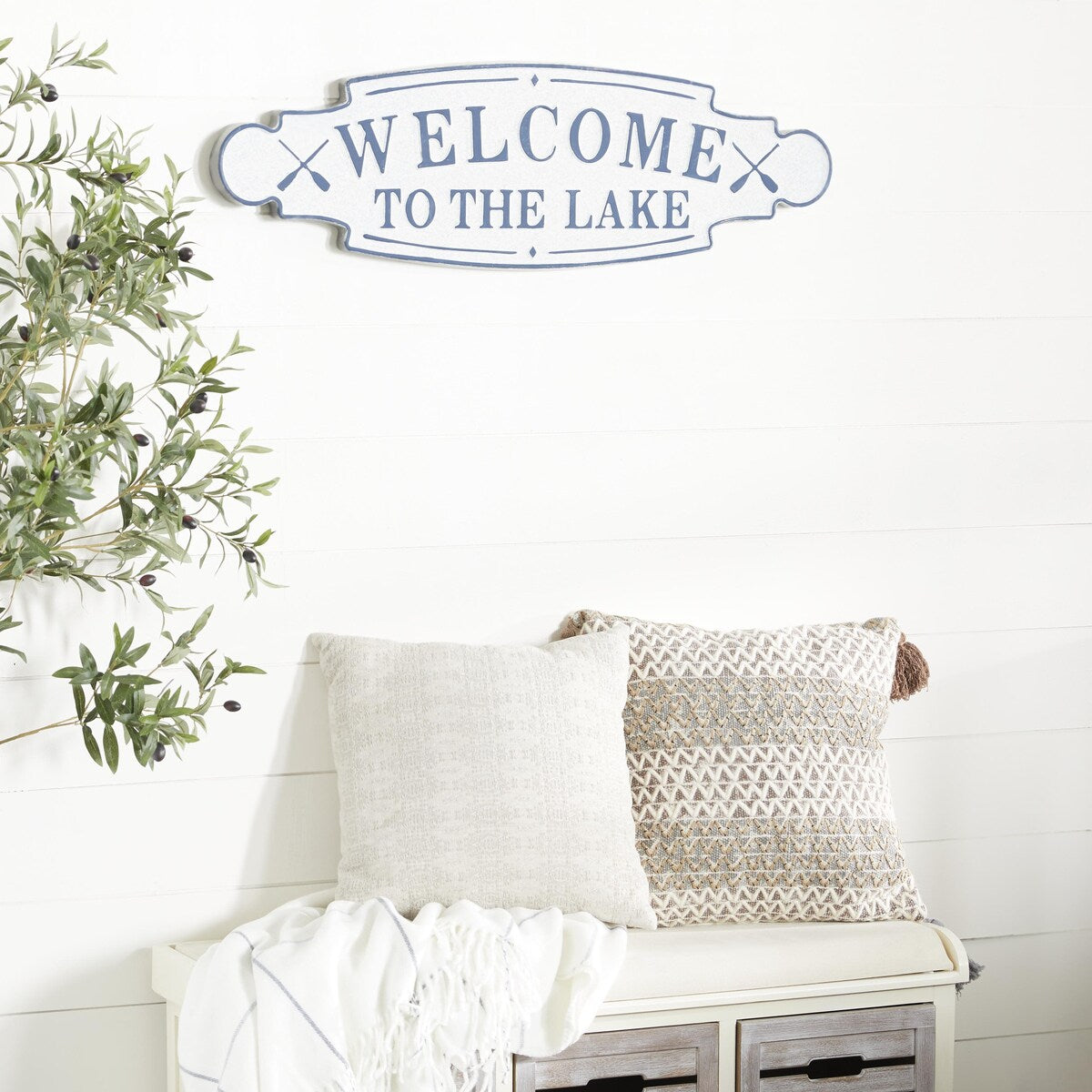 Metal Sign Welcome To the Lake Home Wall Decor - Blue - Roche River Decor