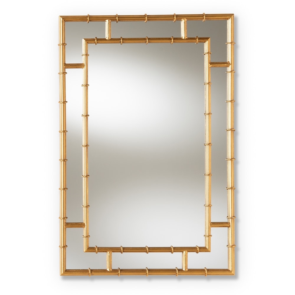 Contemporary Gold Bamboo Style Wall Mirror by Baxton Studio - Antique Gold