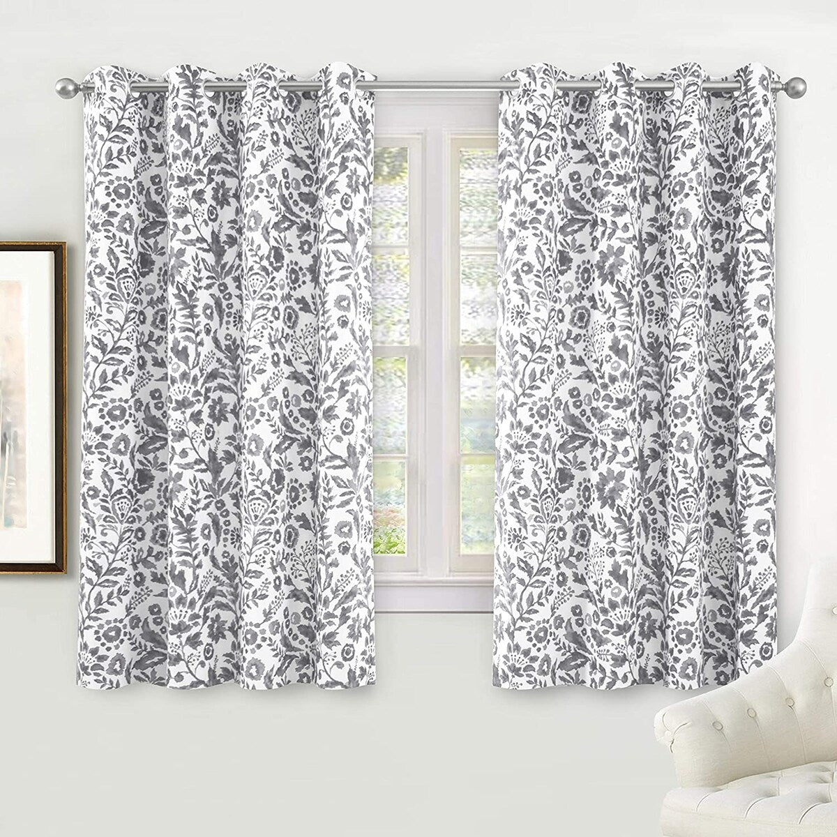 Porch & Den Ouzel Floral Watercolor Blackout Lined Window Curtain Panel Pair