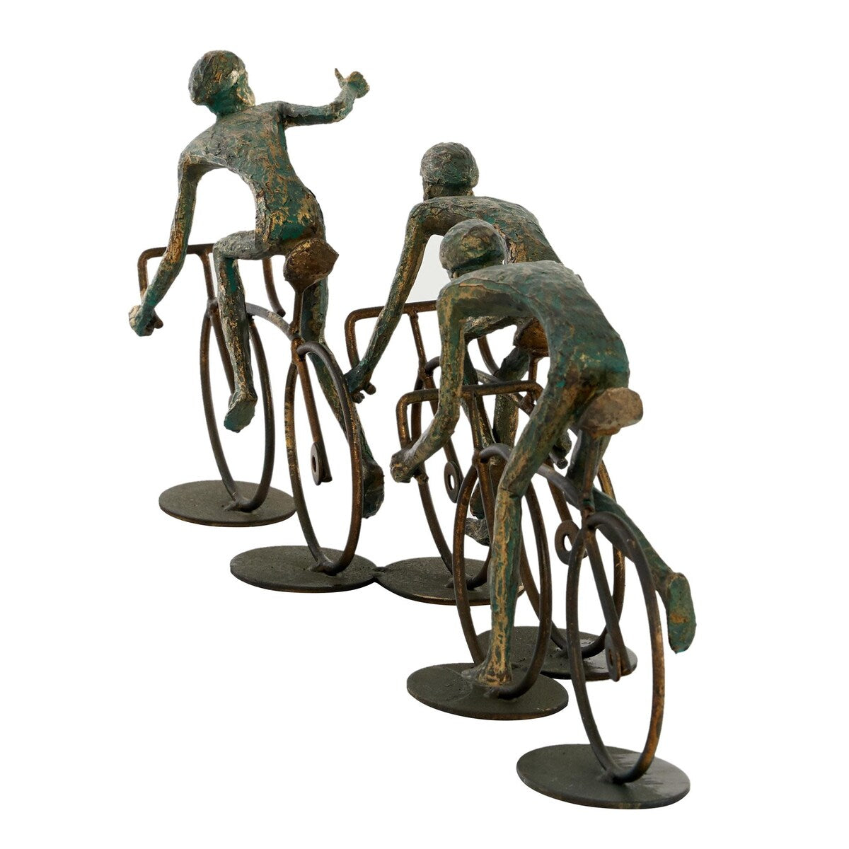 Polystone People Decorative Sculpture with Bike - Bronze - Roche River Decor