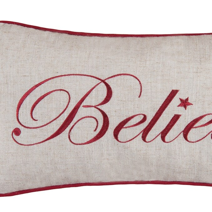 Christmas Believe Embroidered 10x19 Throw Decorative Accent Throw Pillow