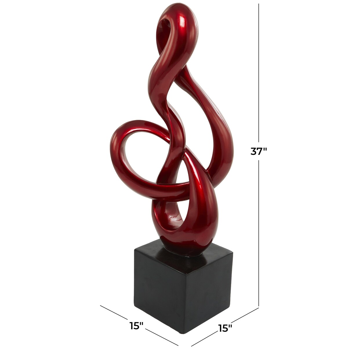 Polystone Abstract Swirl Decorative Sculpture with Black Base - Red - Roche River Decor