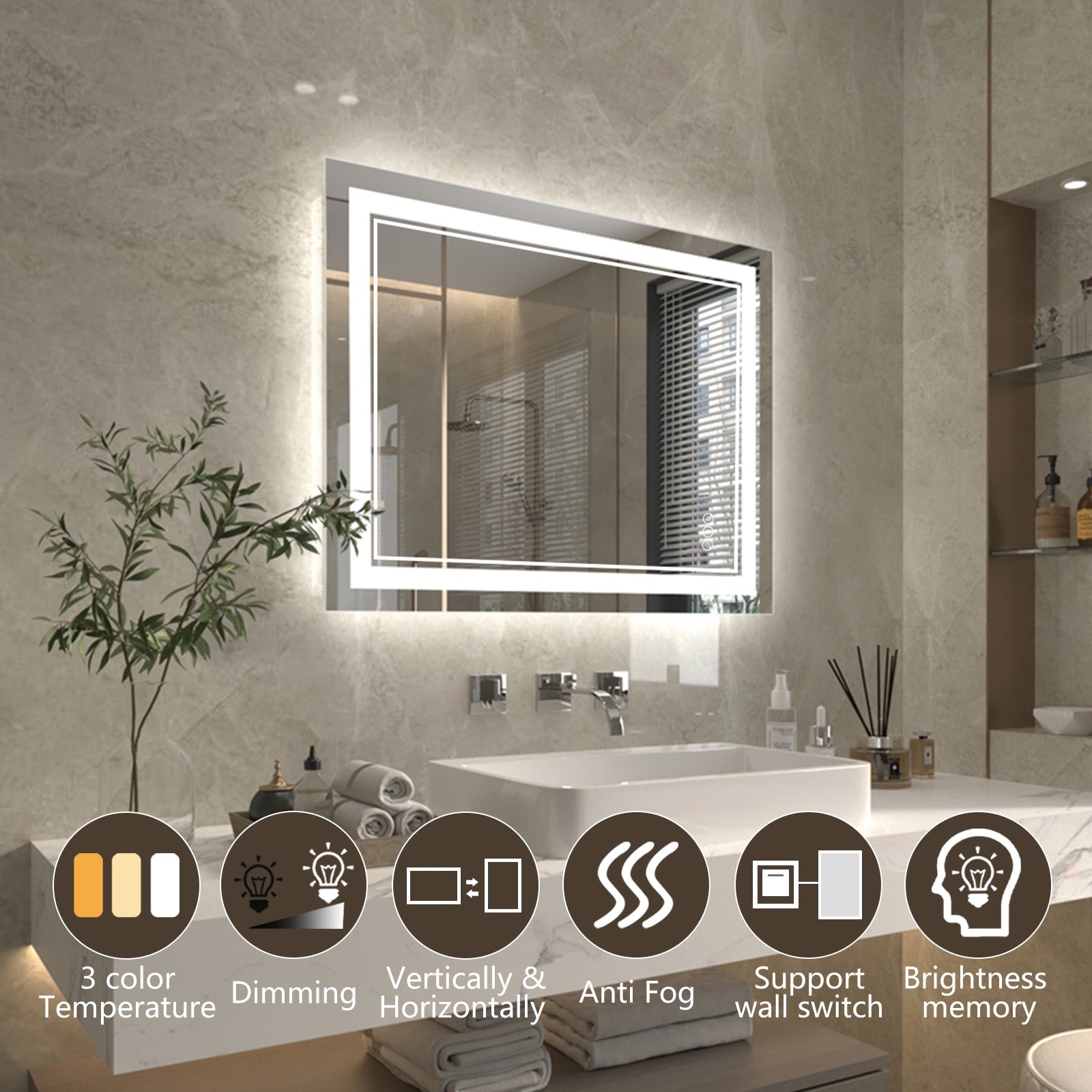 ExBrite Anti-Fog LED Bathroom Mirror with Endless Dimming