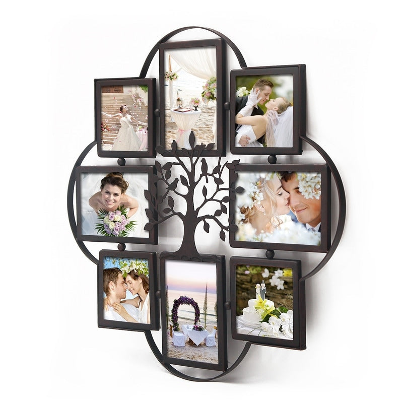 ADECO 8 Openings Iron Metal Wall Hanging Collage Picture Photo Frame