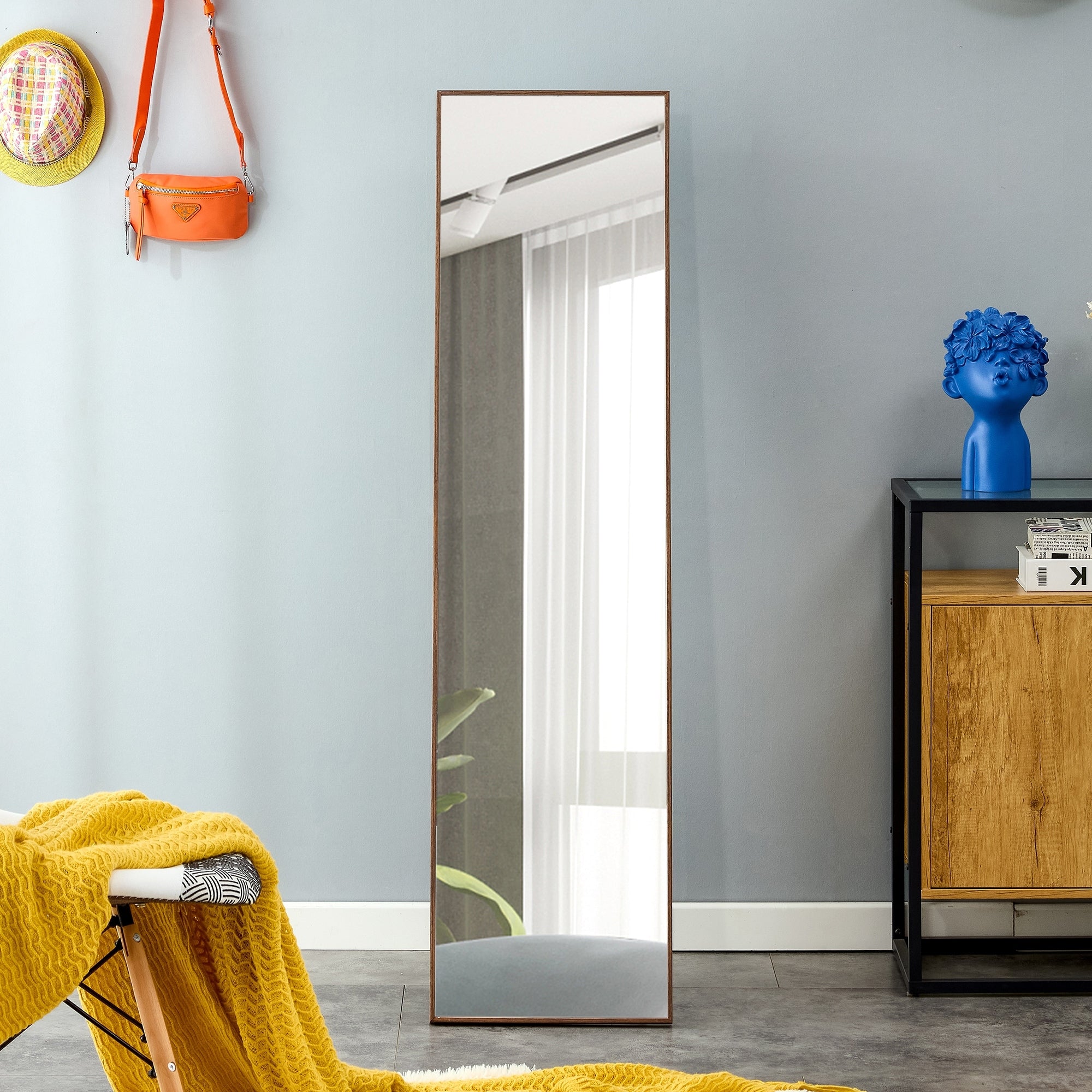 Solid Wood Frame Full Length Mirror, Dressing Mirror, Decorative Mirror, Clothing Store, Floor To Ceiling Mirror, Wall Mounted