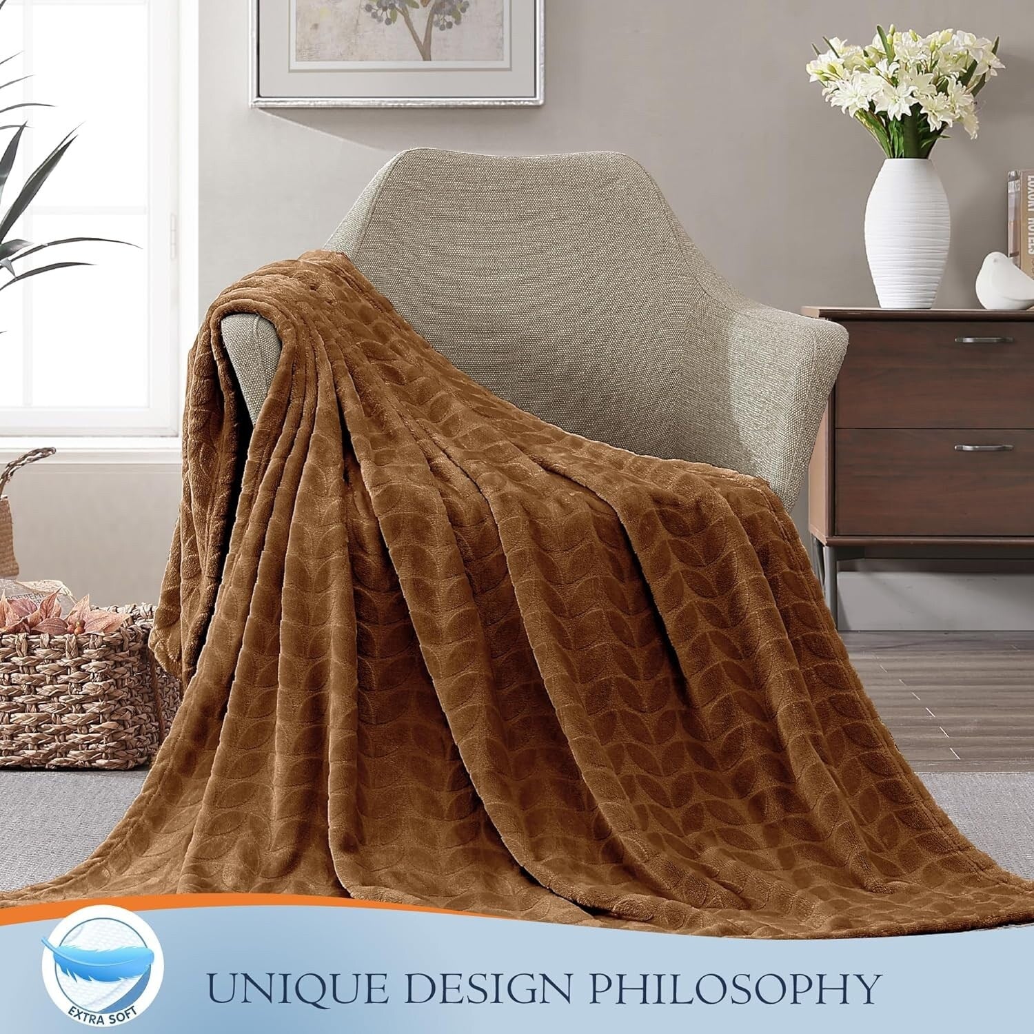 Walensee Fleece Throw Blanket Soft and Lightweight for Couch, Sofa, Bed and Lounge Chair, 50x60