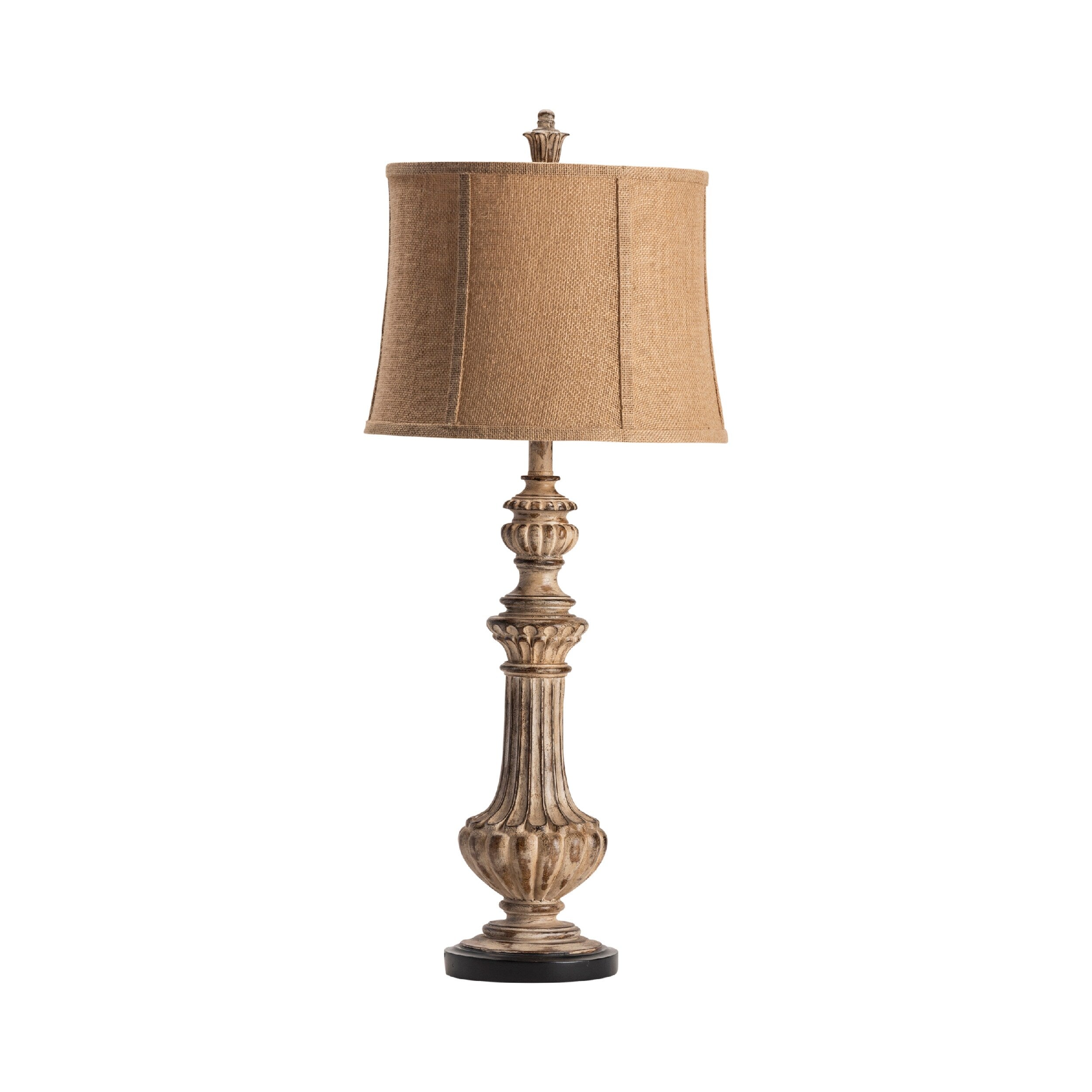 Rustic Antique Resin Baluster Table Lamp - Set of 2