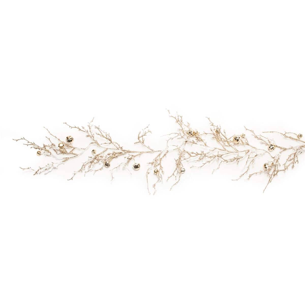 Frosted Sleigh Bell Twig Garland 5.5'L - Gold, White