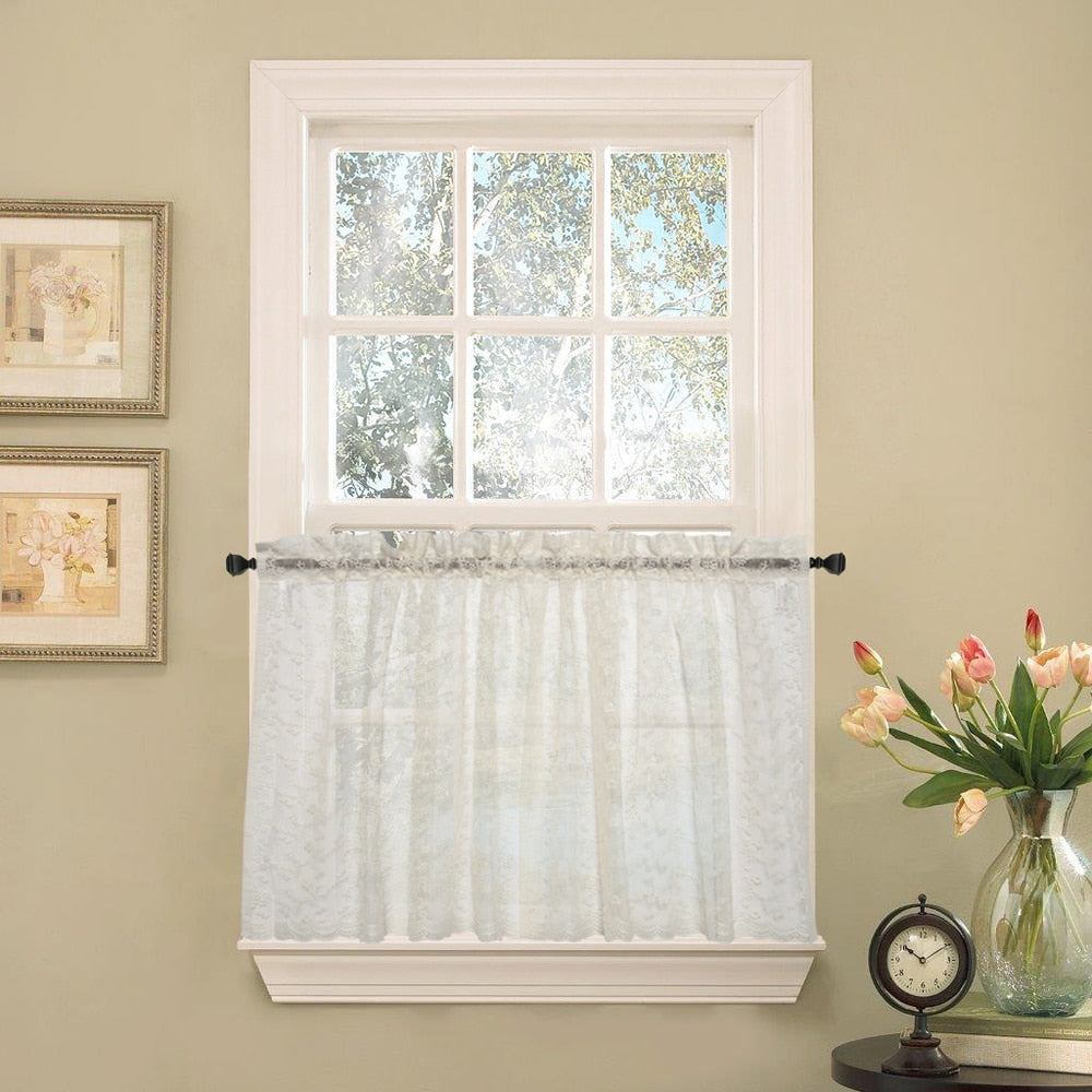 Elegant Ivory Priscilla Lace Kitchen Curtain Pieces- Tier, Swag and Valance Options