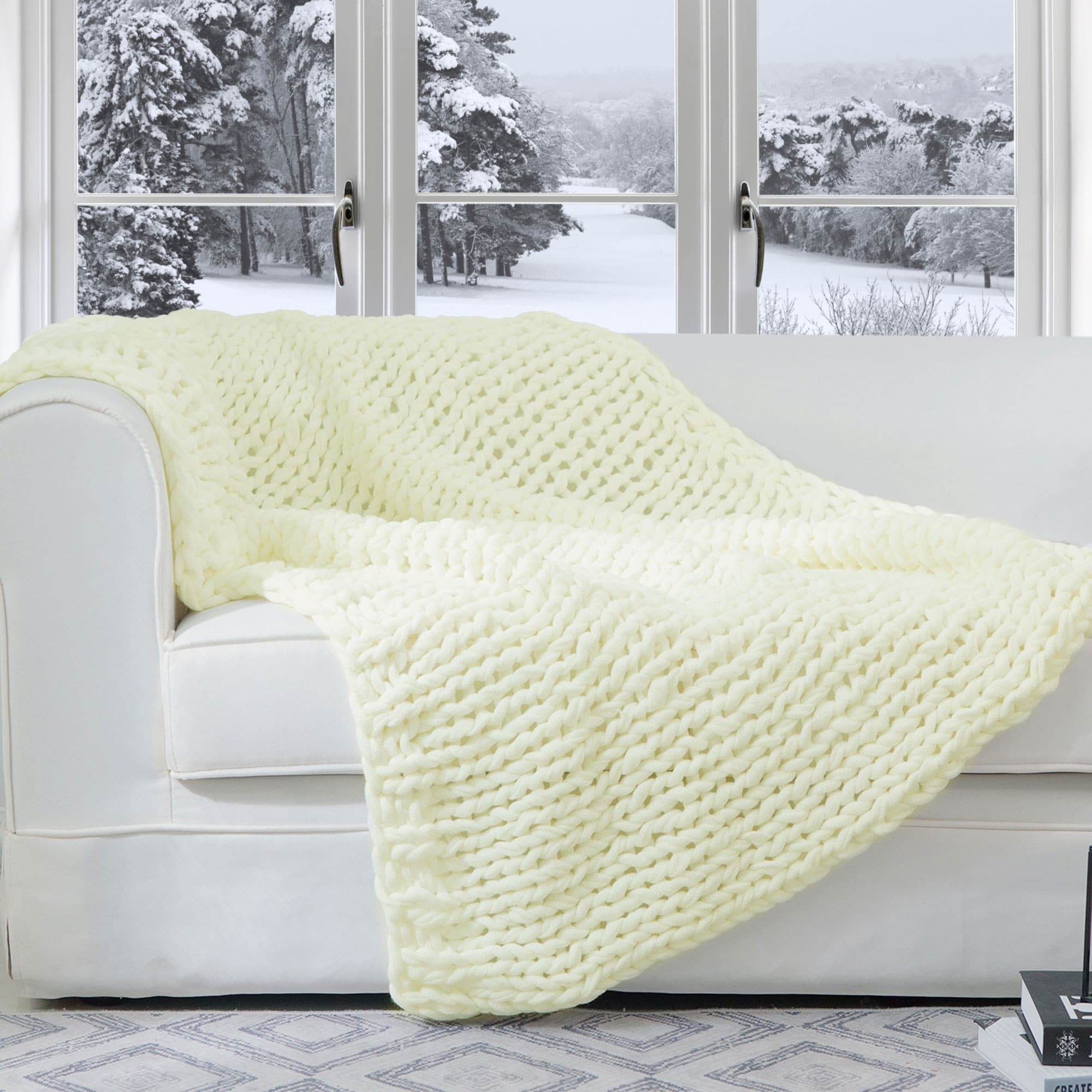 Cheer Collection Ultra Plush Chunky Cable Knit Throw Blanket