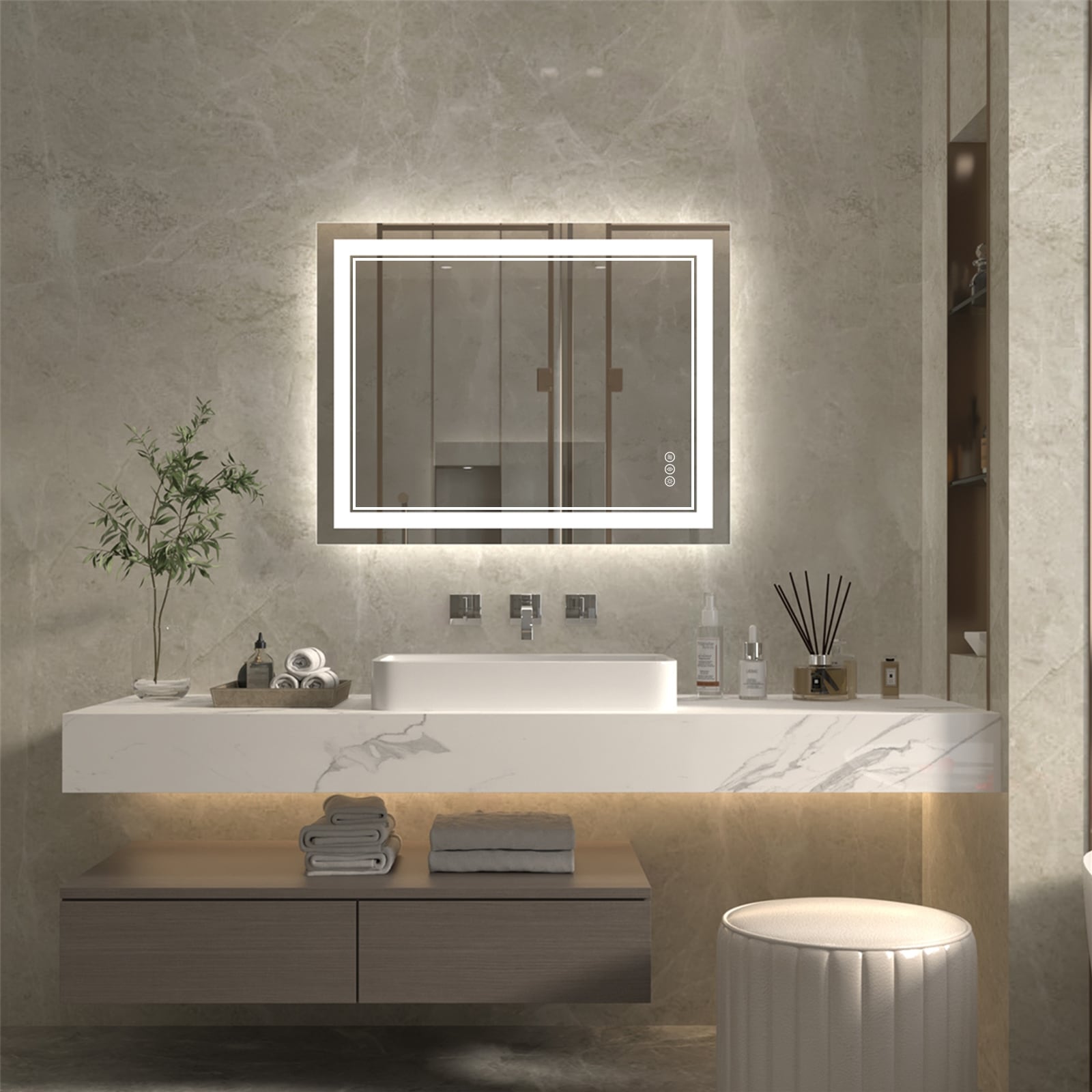 ExBrite Anti-Fog LED Bathroom Mirror with Endless Dimming