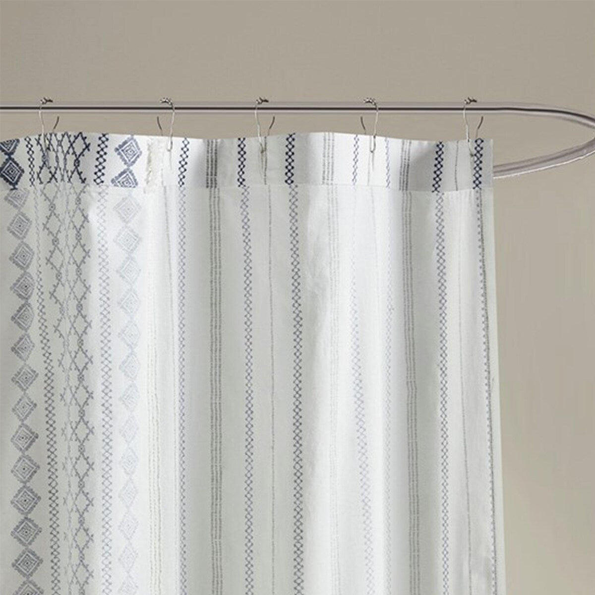 Cotton Printed Shower Curtain with Chenille