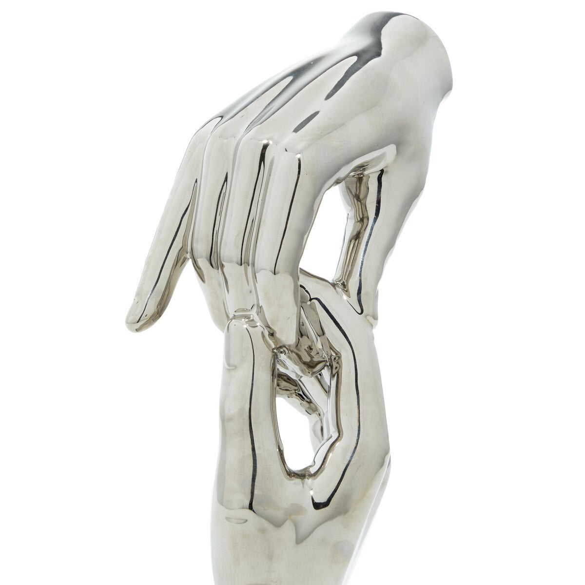 Polystone Hands Decorative Sculpture - Silver - Roche River Decor