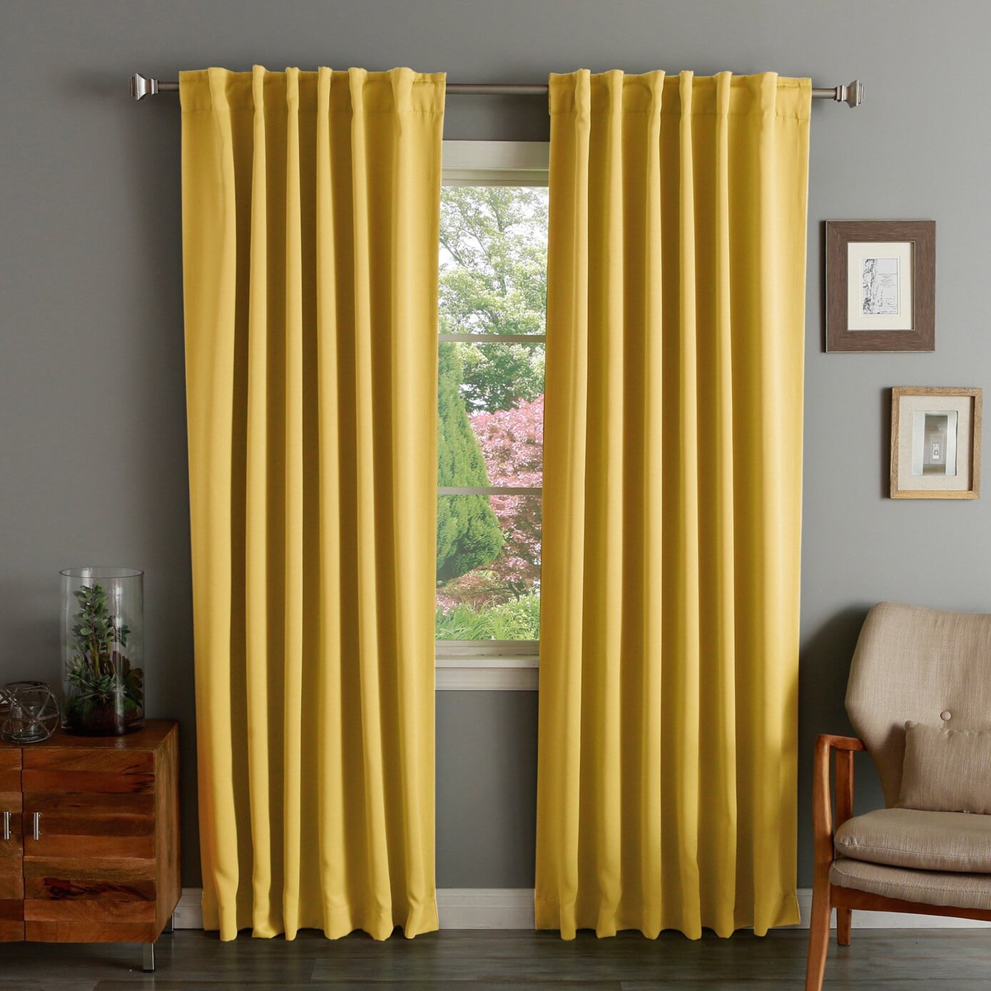 Solid Insulated Thermal Blackout Curtain Panel Pair