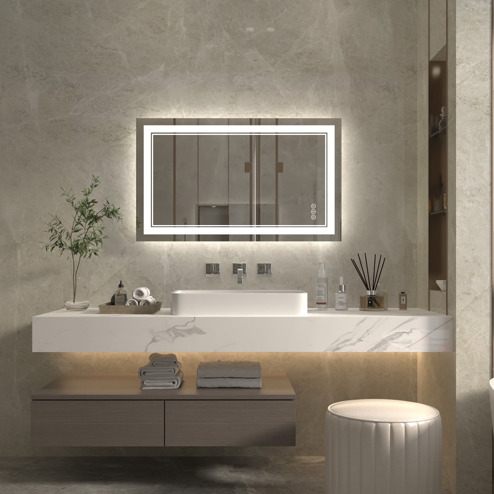 ExBrite Anti-Fog LED Bathroom Mirror with Endless Dimming