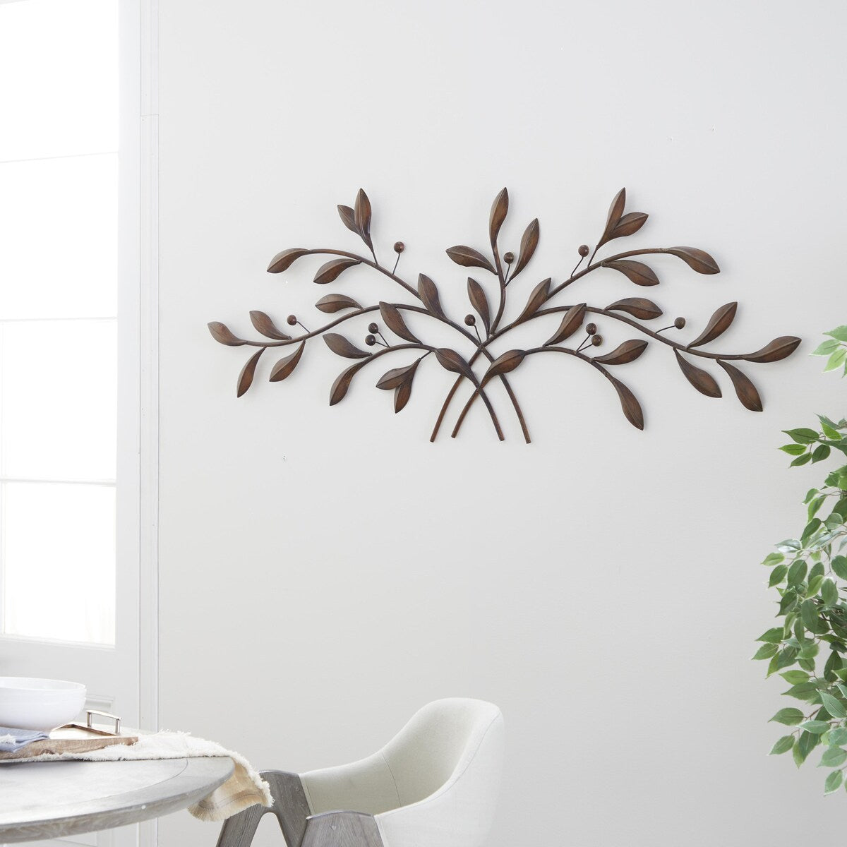 Metal Leaf Home Wall Decor - Brown - Roche River Decor