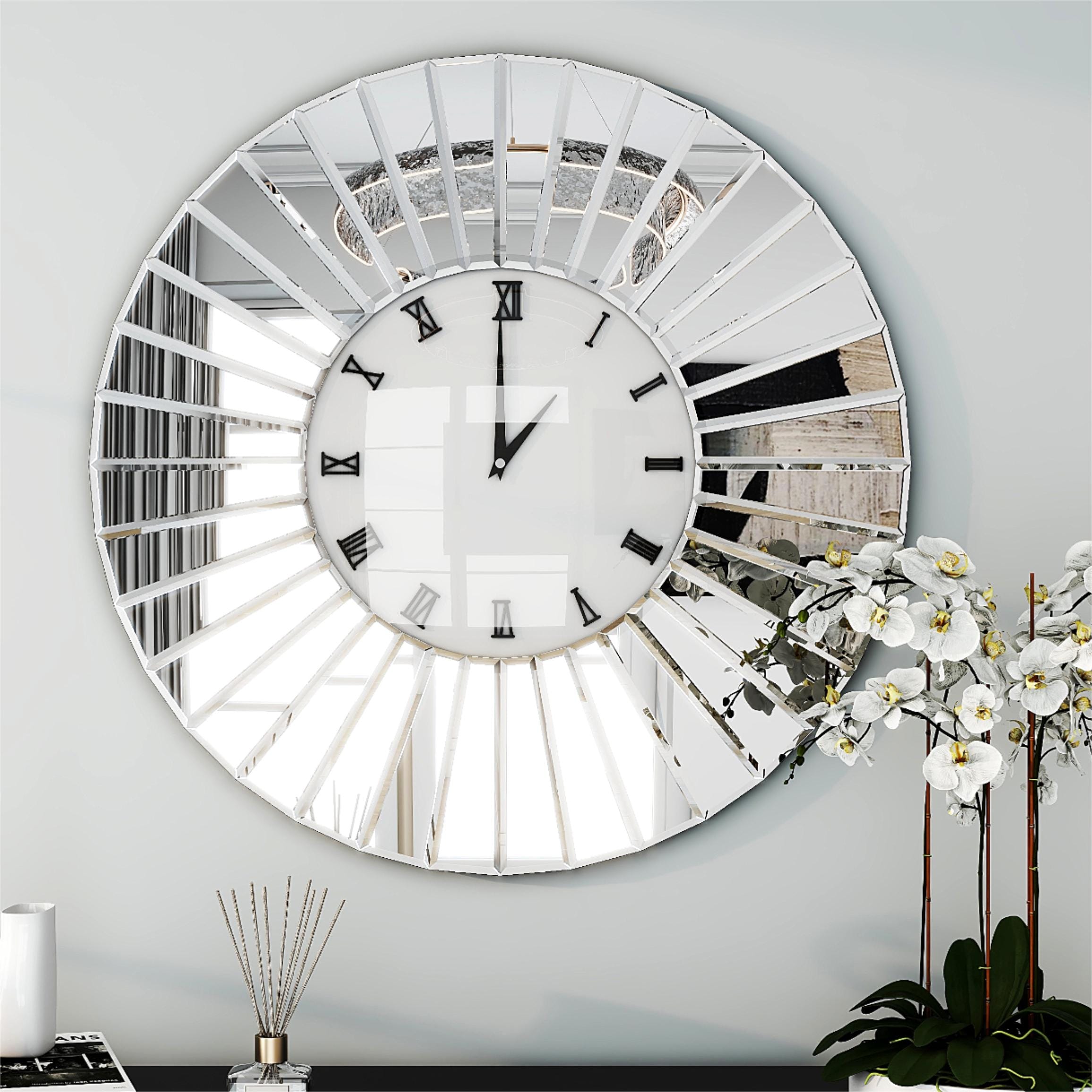 Mirrored Large Clocks Round Wall Clock