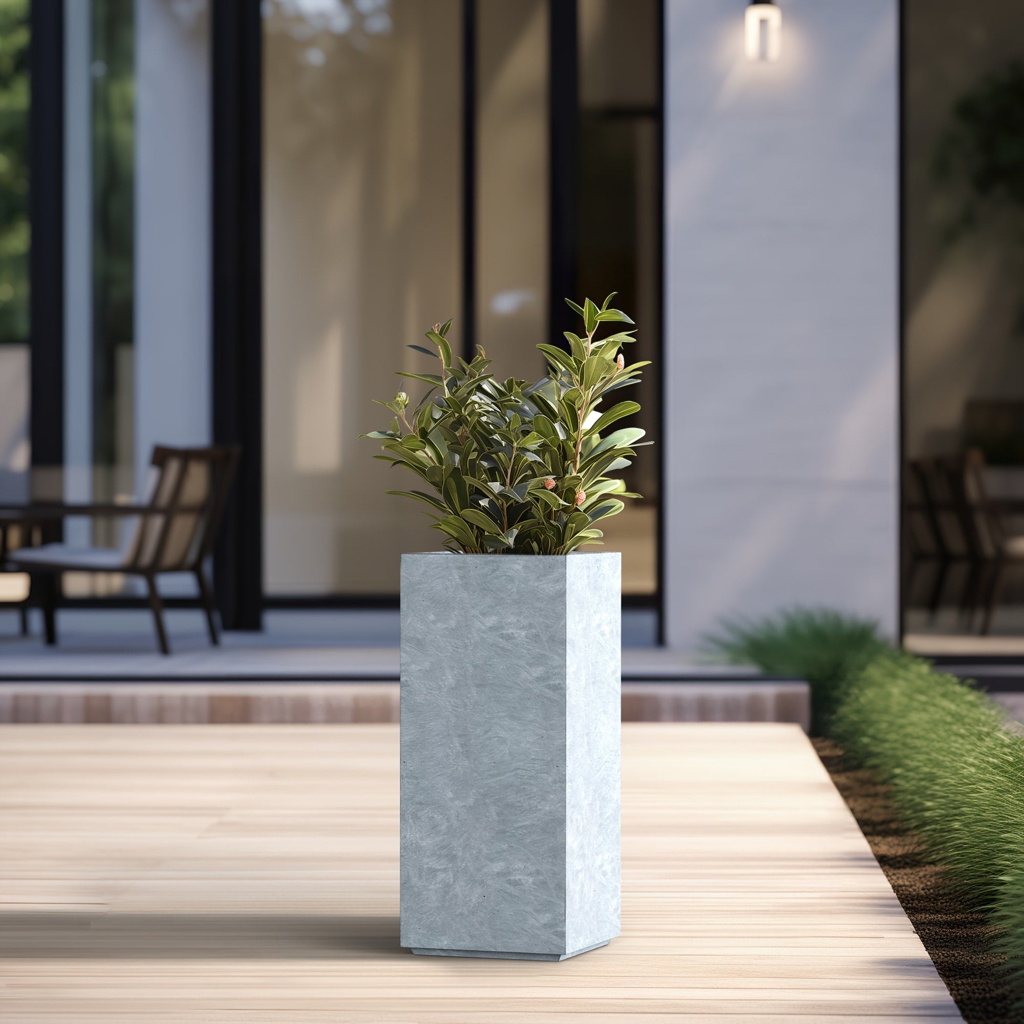 Tall Concrete Rectangle Plant Boxes / Large Indoor and Outdoor Flower Planters