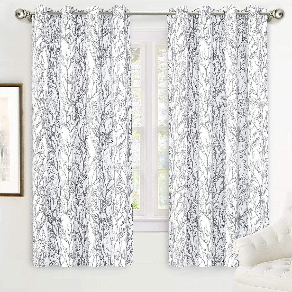 Tree Branch Grommet Window Curtain Panel