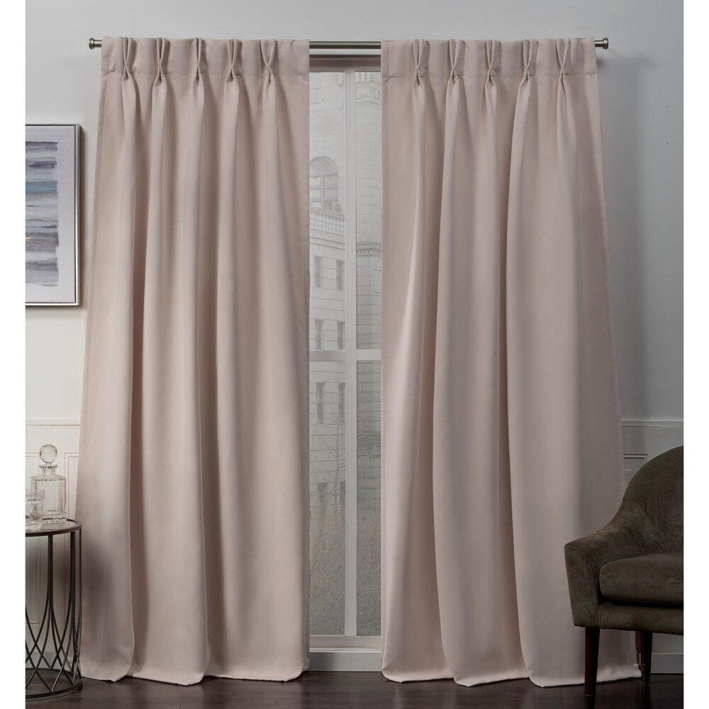 ATI Home Sateen Twill Woven Room Darkening Blackout Pinch Pleat/Hidden Tab Top Curtain Panel Pair