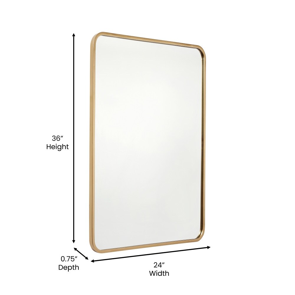 Wall Mount Shatterproof Rectangular Accent Wall Mirror with Metal Frame